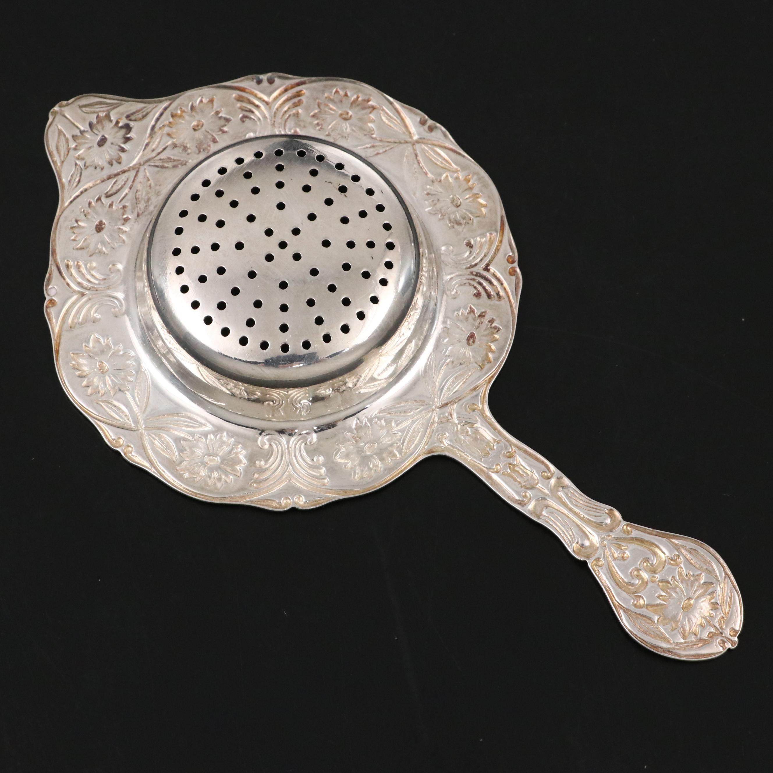 Vintage Silver Plate Christofle Tongs, Reed & Barton Gravy Boat & Tea Strainer