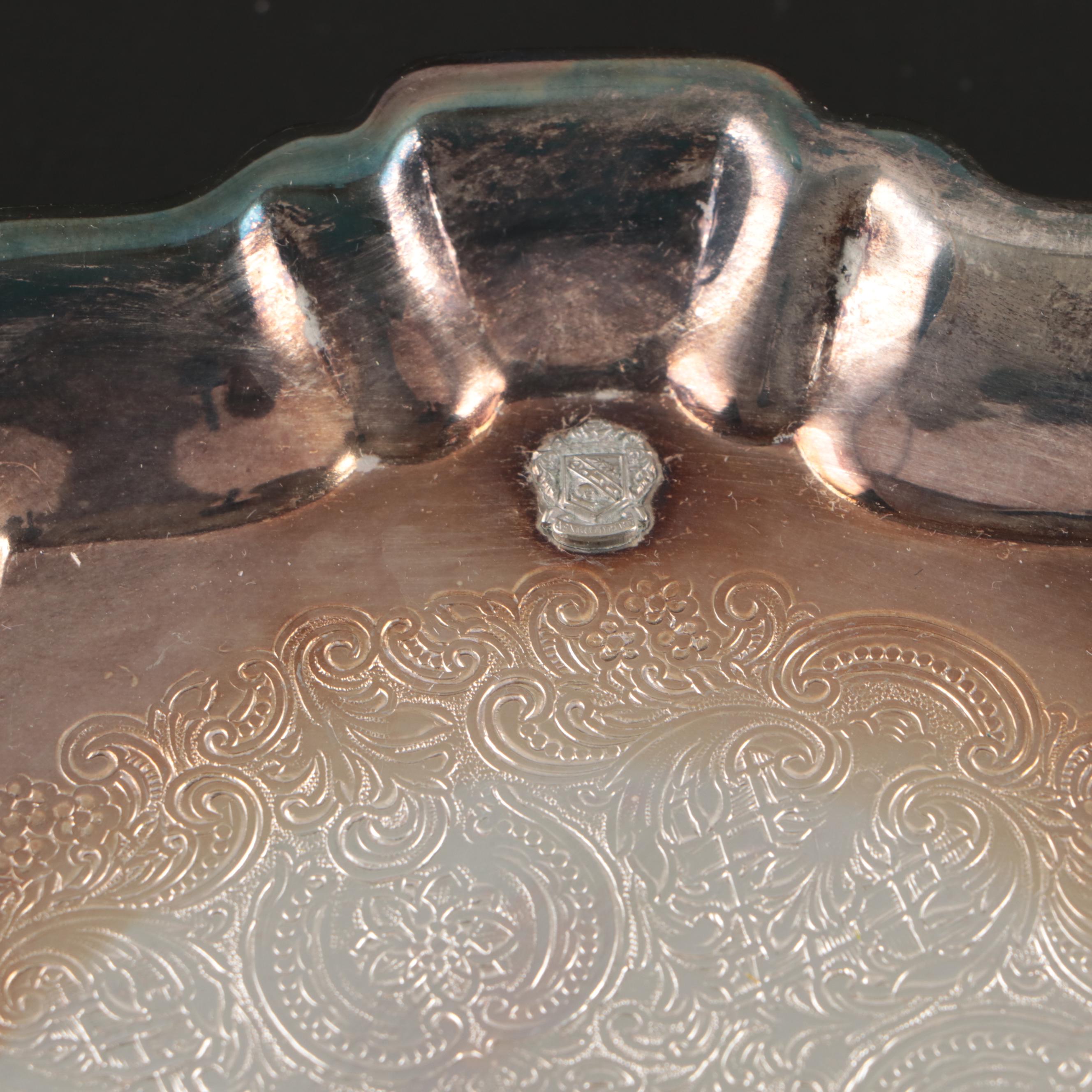 Wallace Silver Plate Plate, Prima Silver Plate Bowl, and Bronze Candle Holders