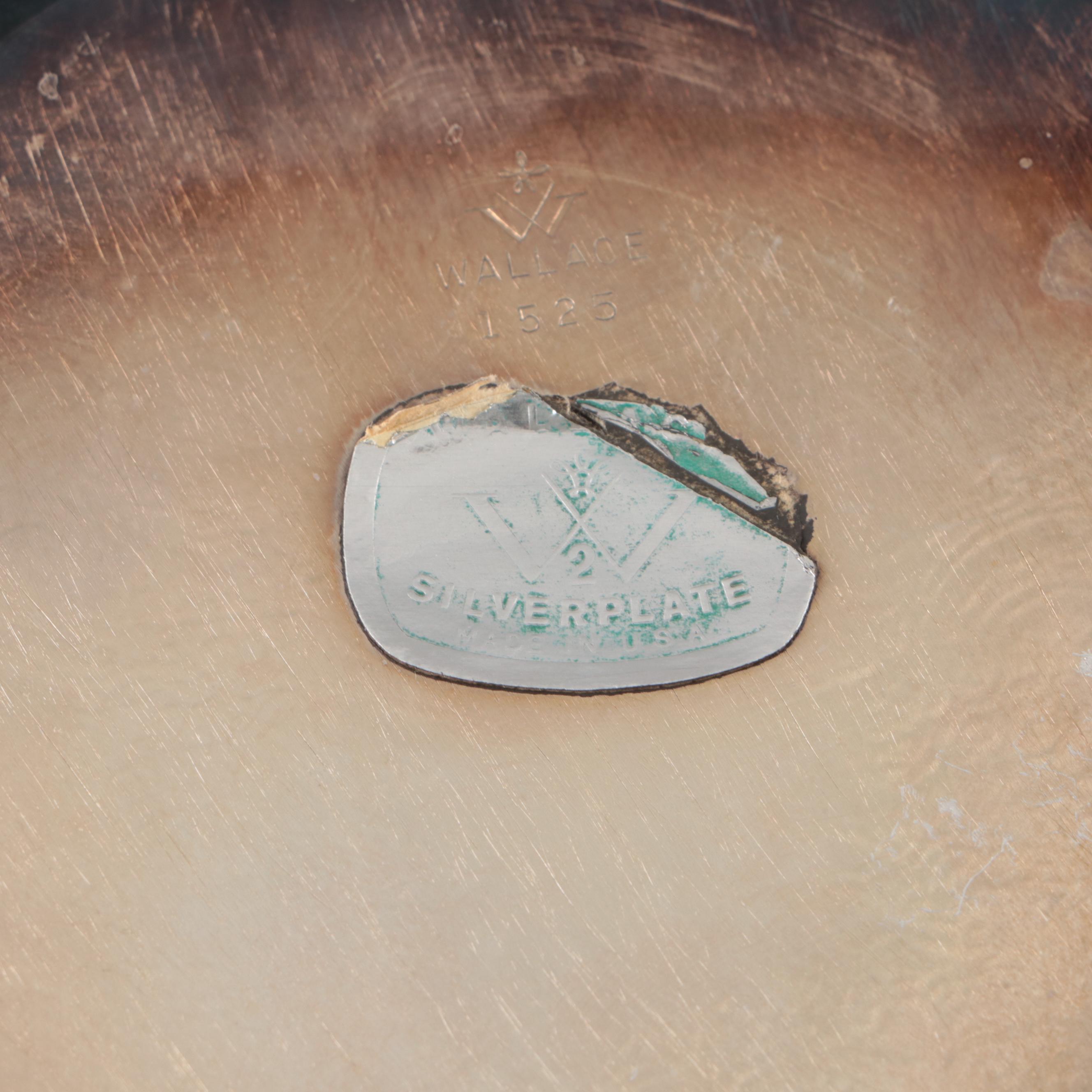 Wallace Silver Plate Plate, Prima Silver Plate Bowl, and Bronze Candle Holders