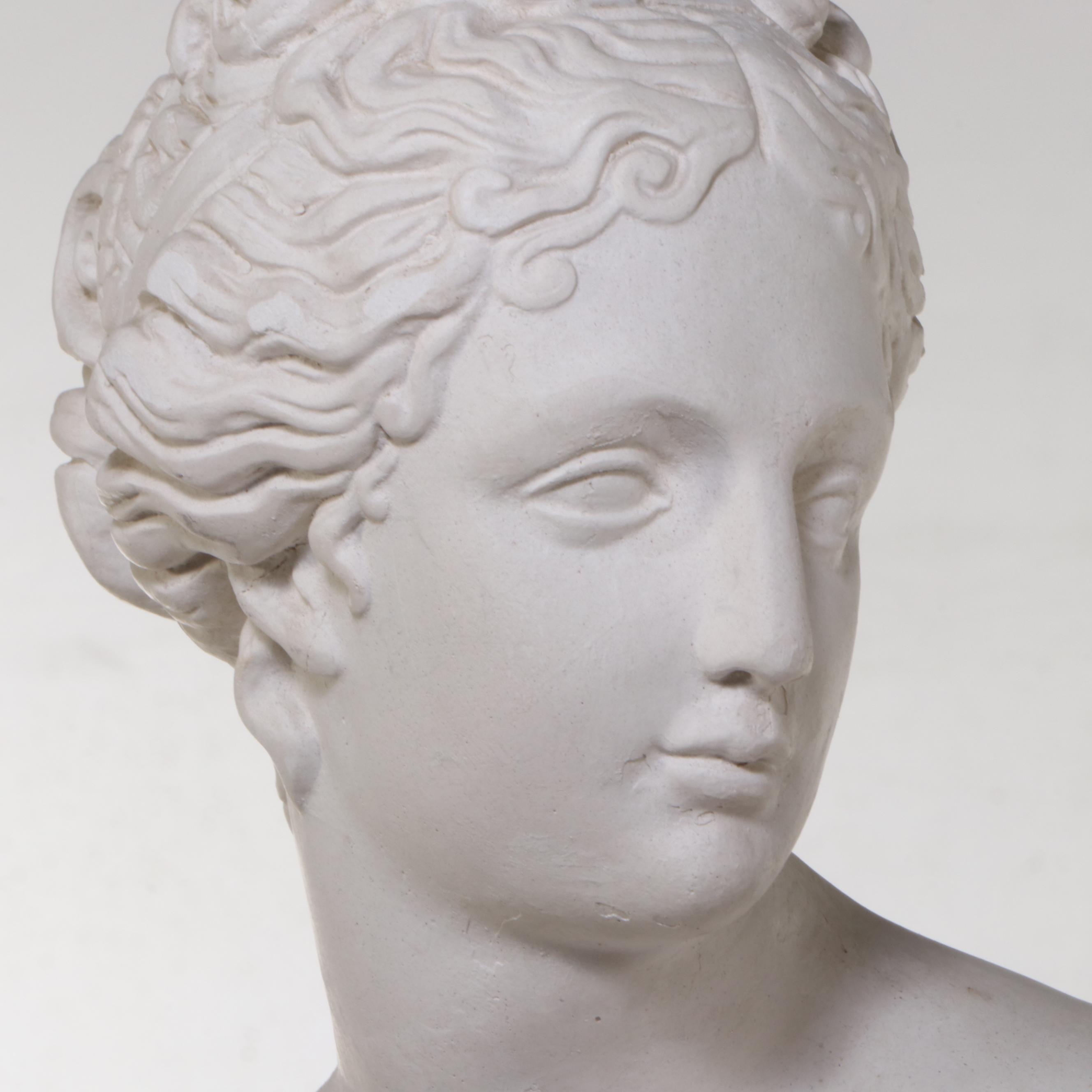 Cast Plaster Figure After Antonio Canova "Venus Italica" on Pedestal