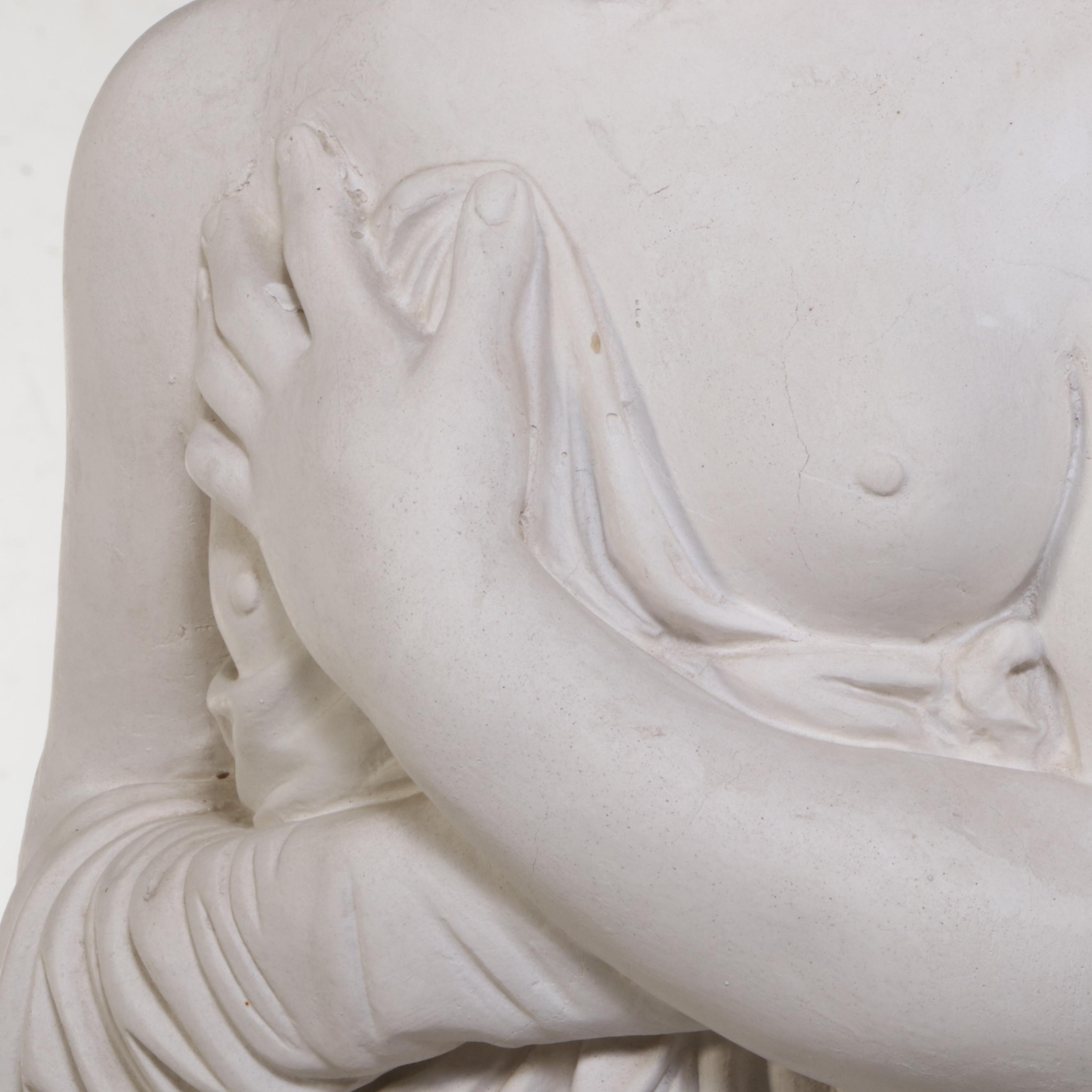 Cast Plaster Figure After Antonio Canova "Venus Italica" on Pedestal