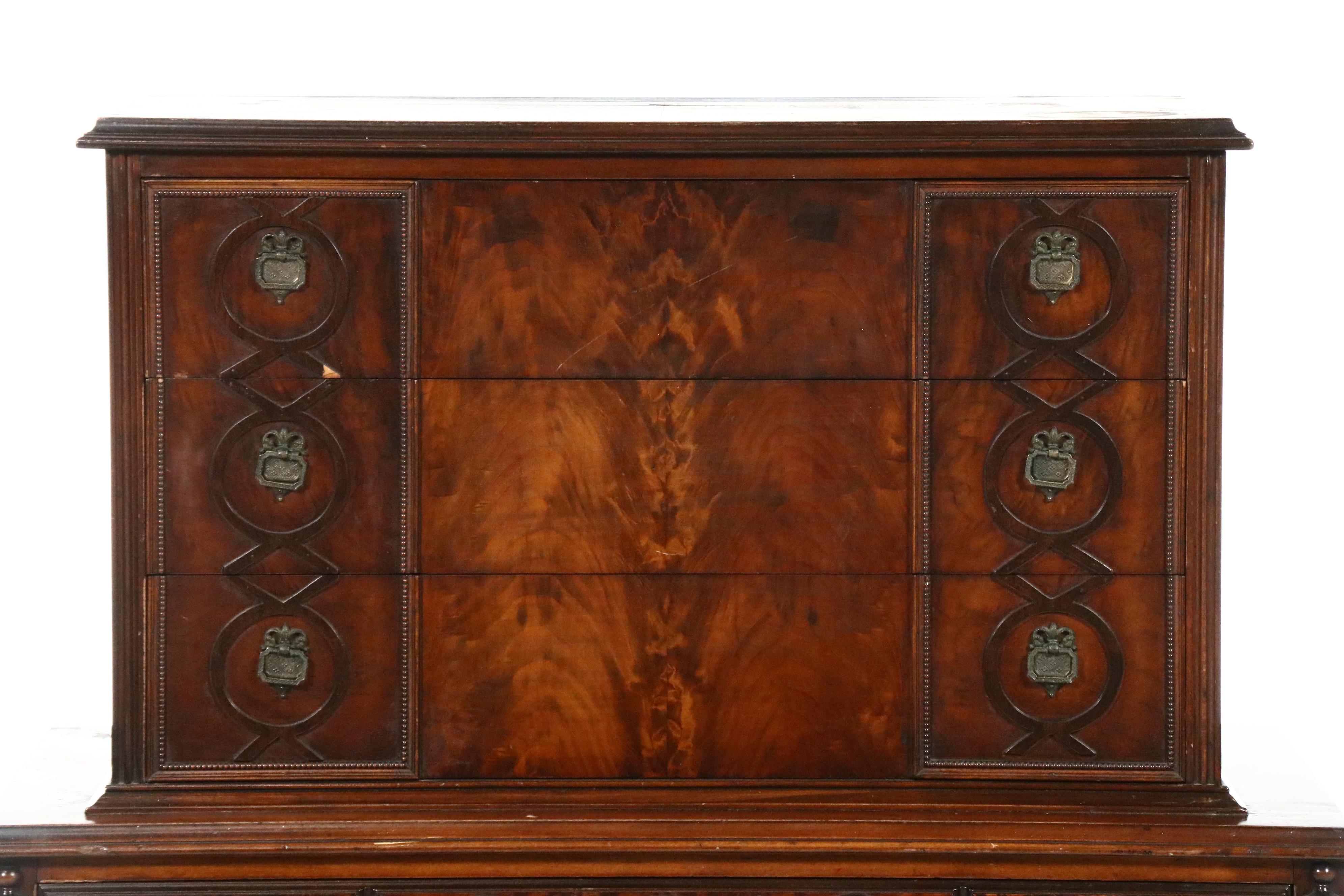 Jacobean Style Walnut Chest on Chest, Early to Mid-20th Century