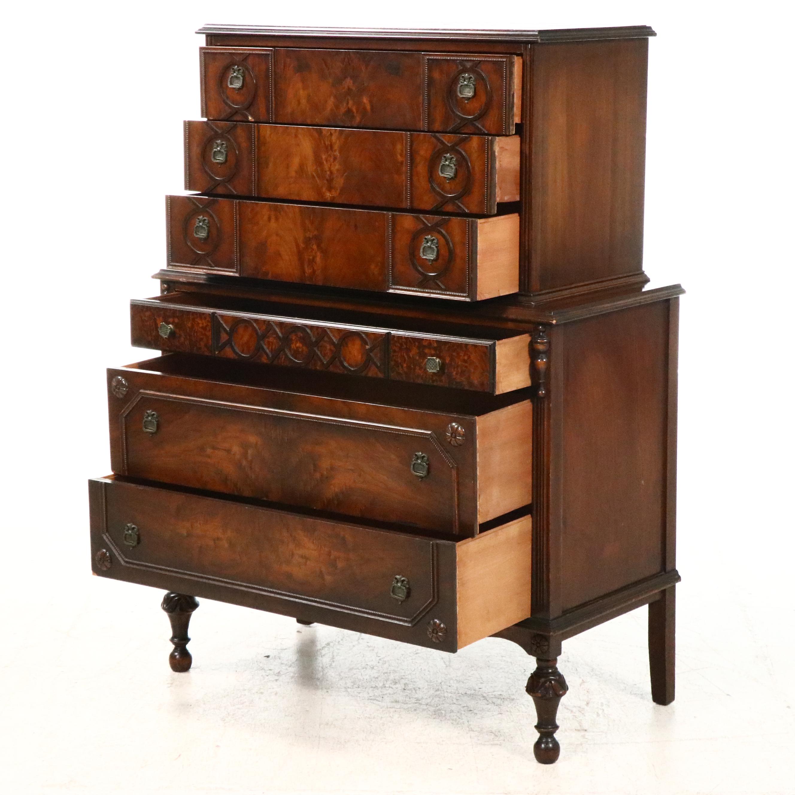 Jacobean Style Walnut Chest on Chest, Early to Mid-20th Century