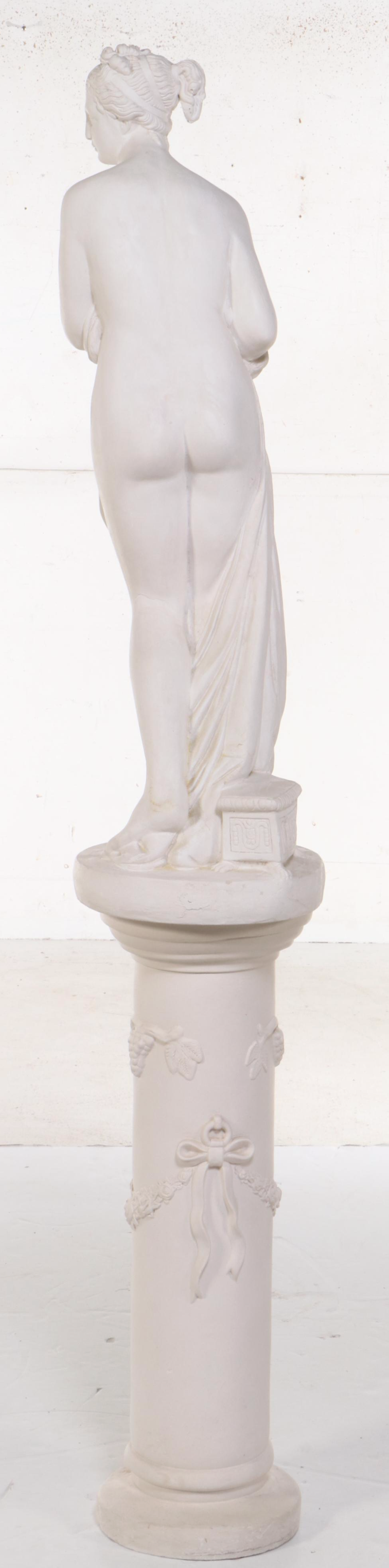 Cast Plaster Figure After Antonio Canova "Venus Italica" on Pedestal