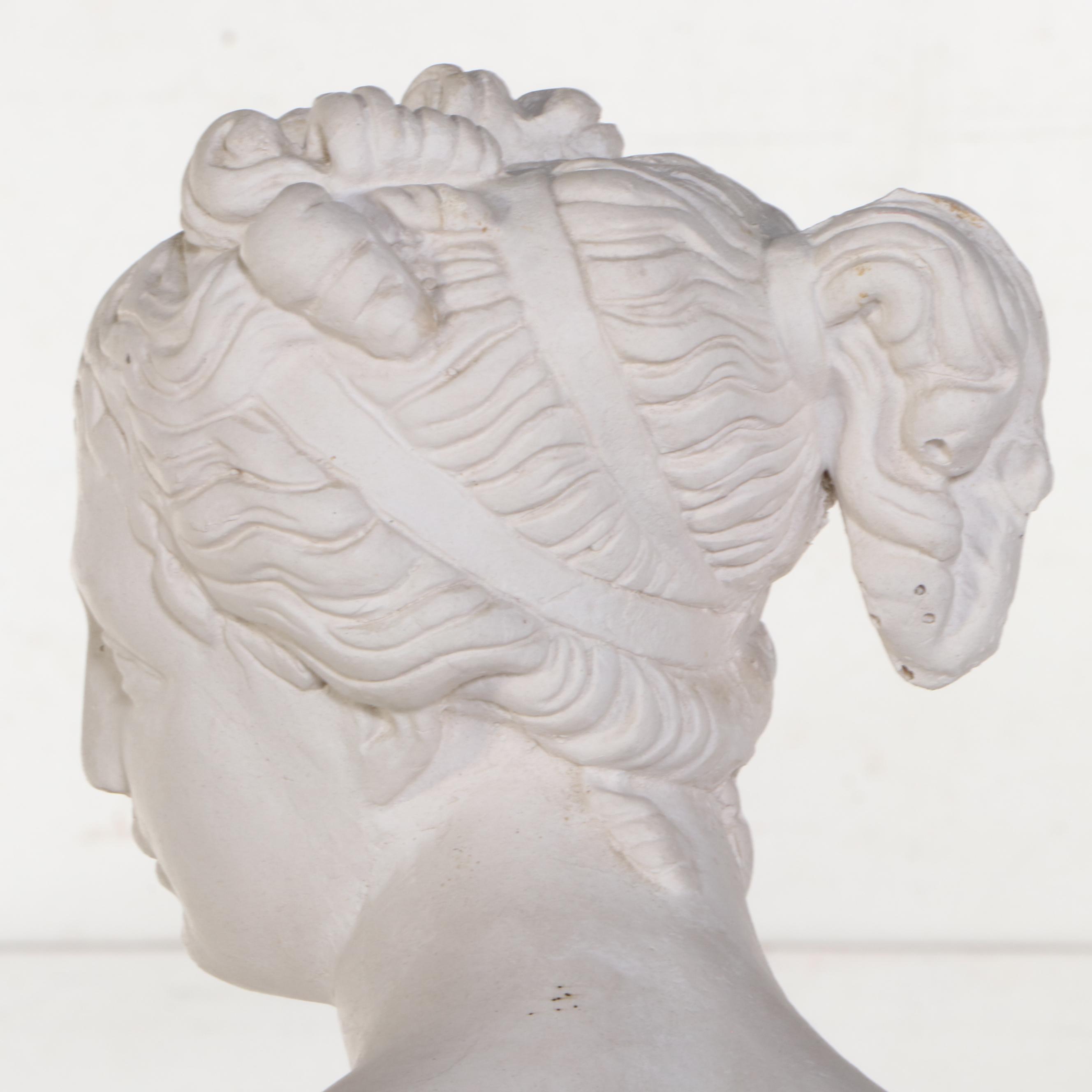 Cast Plaster Figure After Antonio Canova "Venus Italica" on Pedestal