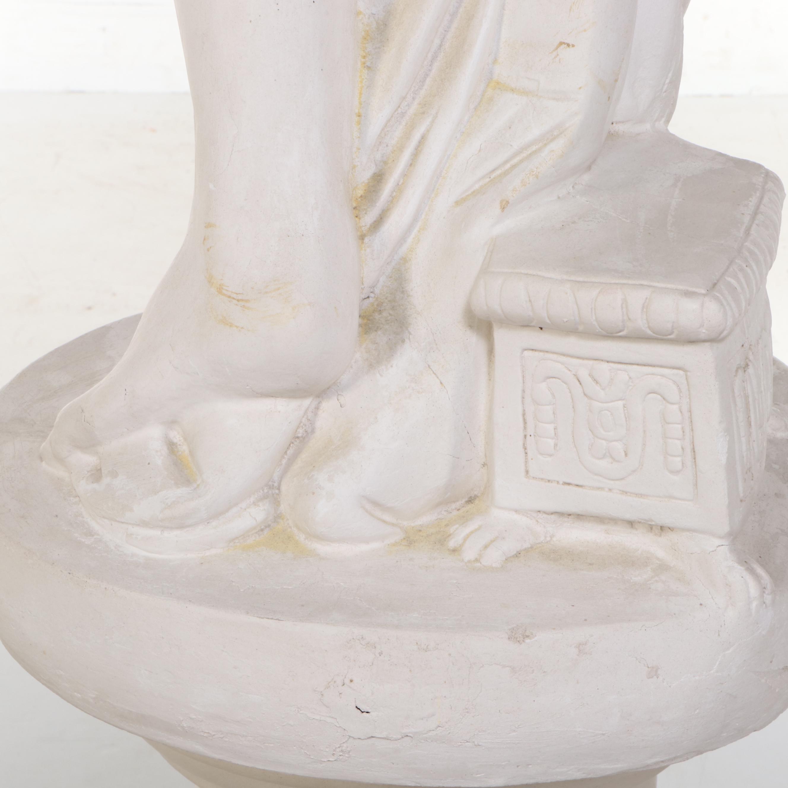 Cast Plaster Figure After Antonio Canova "Venus Italica" on Pedestal