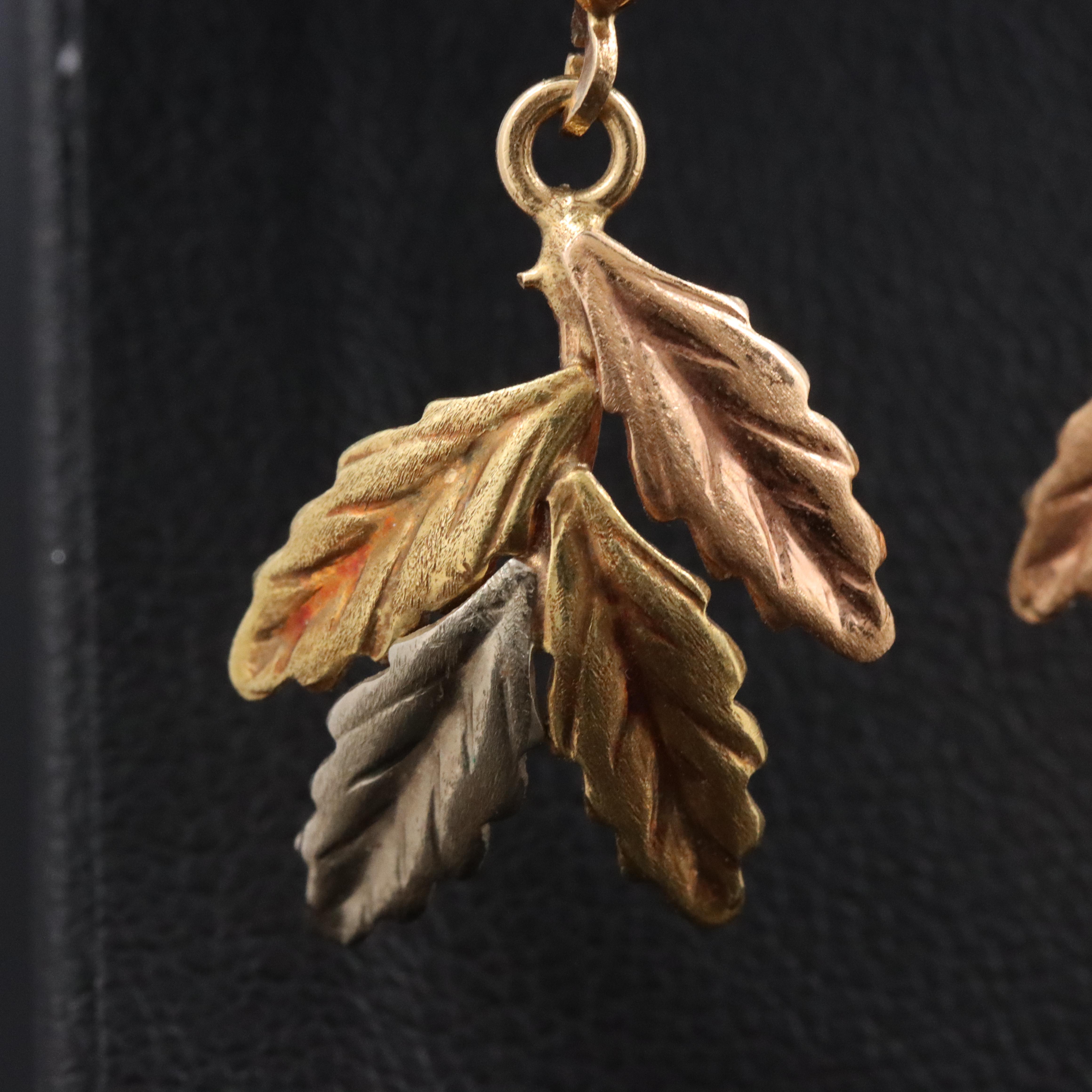 18K Tri-Color Leaf Earrings
