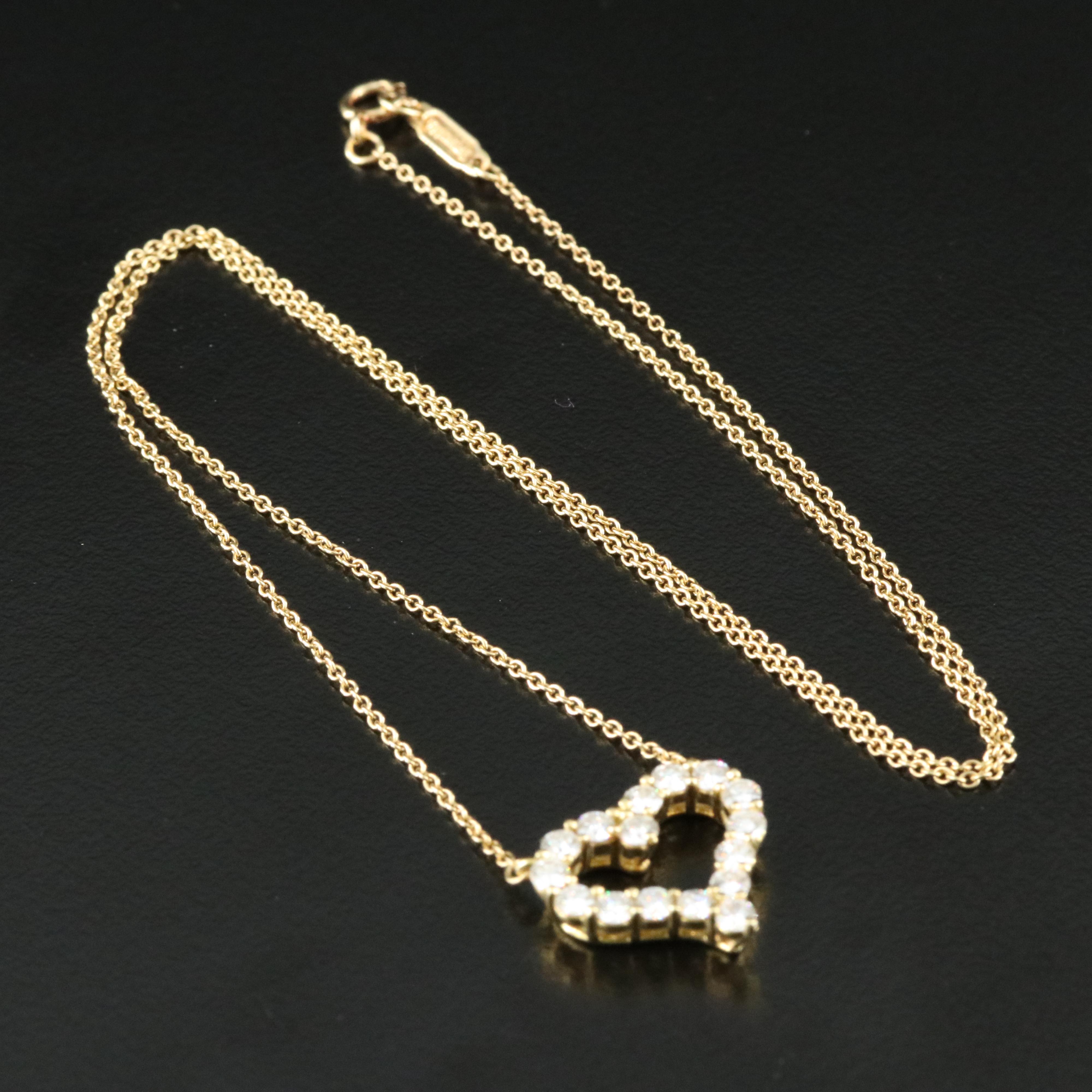 Tiffany & Co. 18K 0.76 CTW Diamond Heart Necklace