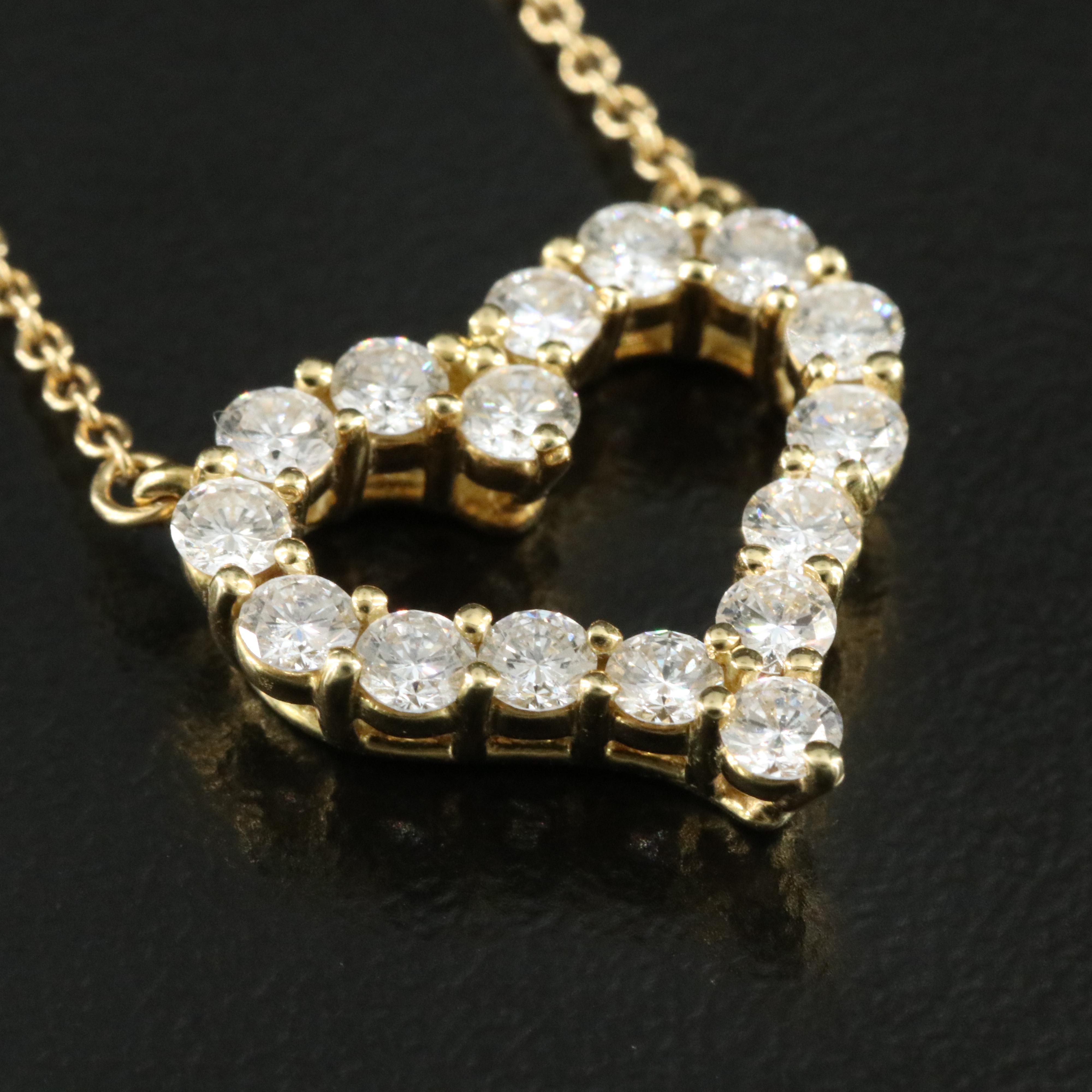 Tiffany & Co. 18K 0.76 CTW Diamond Heart Necklace