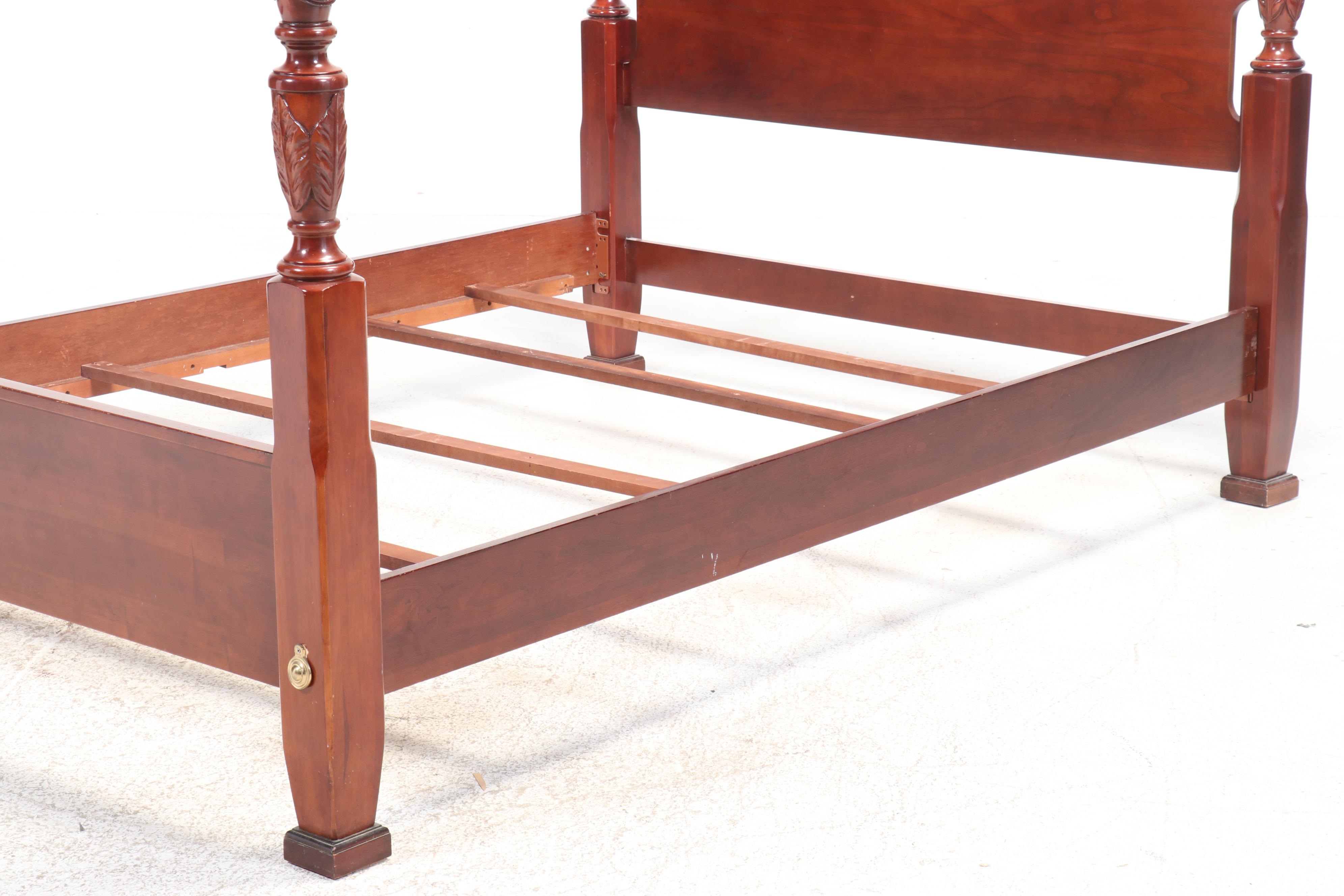 Federal Style Mahogany Rice Carved Queen Size Four-Poster Bed