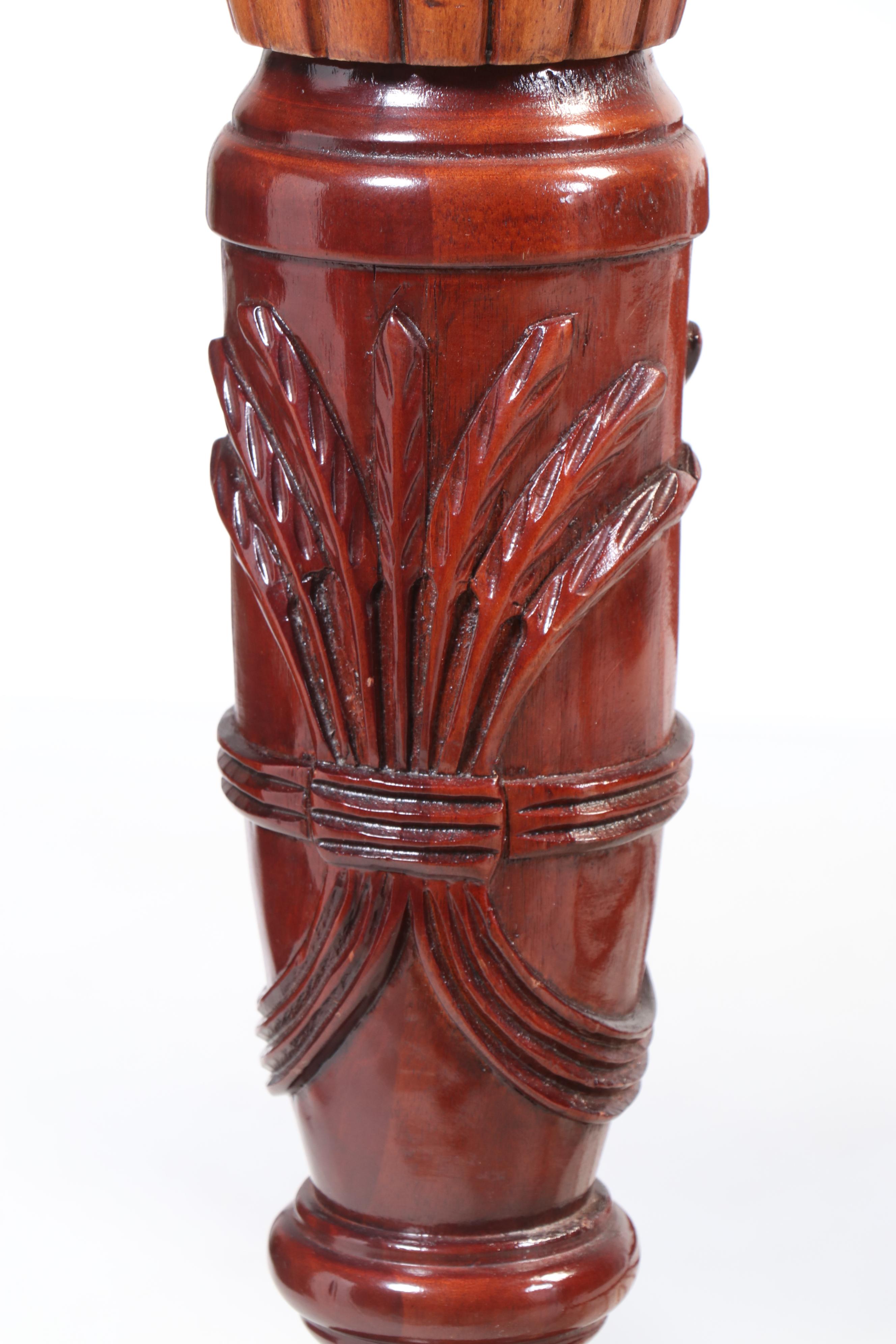 Federal Style Mahogany Rice Carved Queen Size Four-Poster Bed