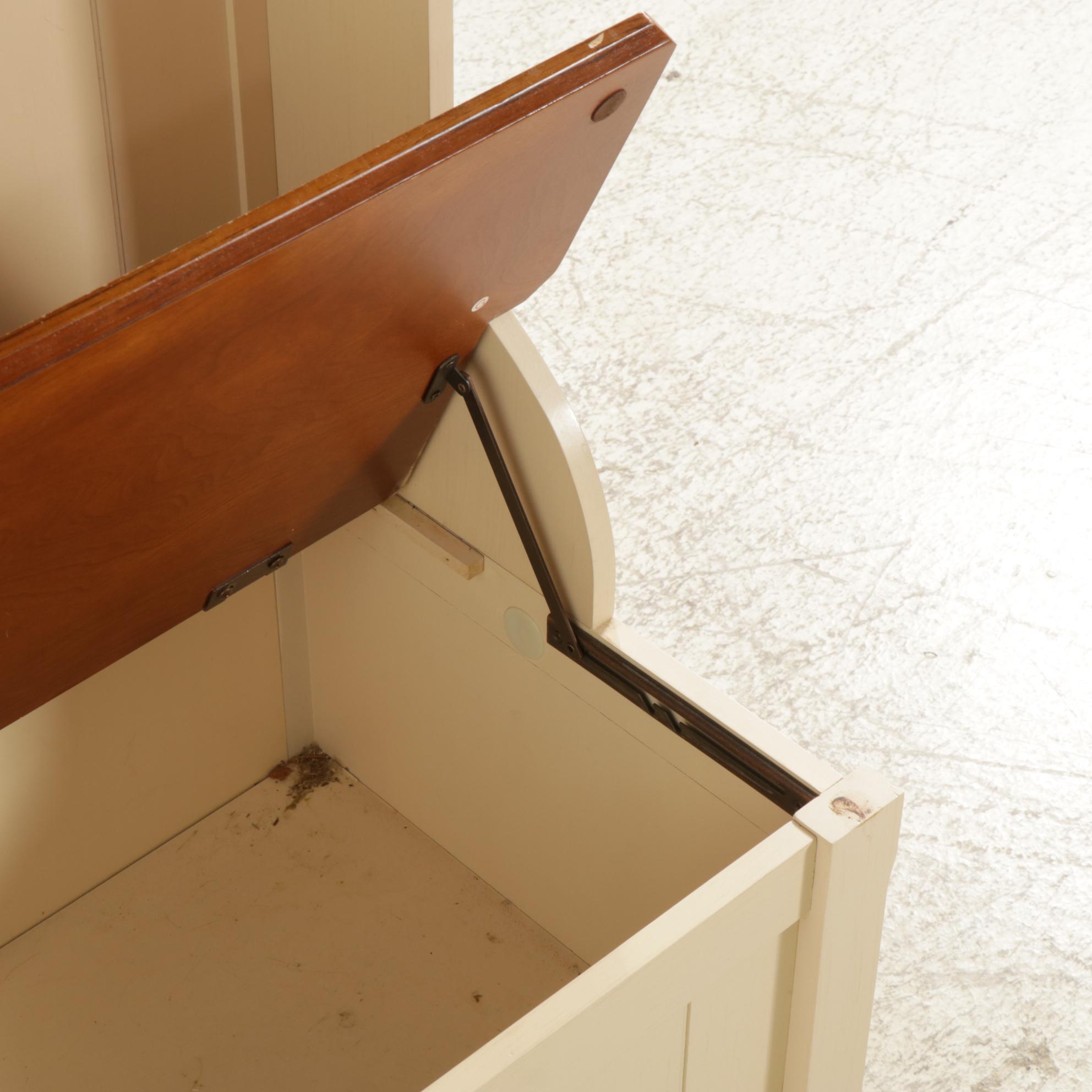 Painted Wood Entry Storage Bench and Coat Rack, 21st Century