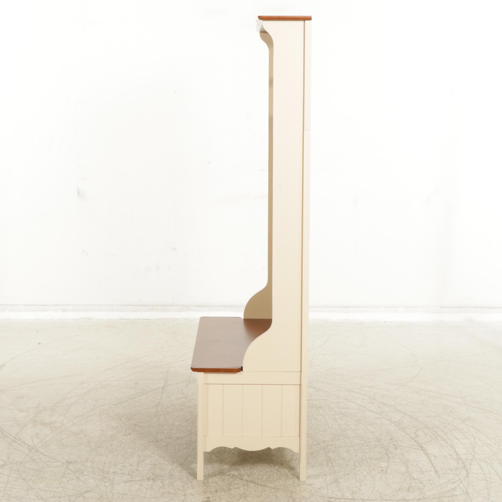 Painted Wood Entry Storage Bench and Coat Rack, 21st Century