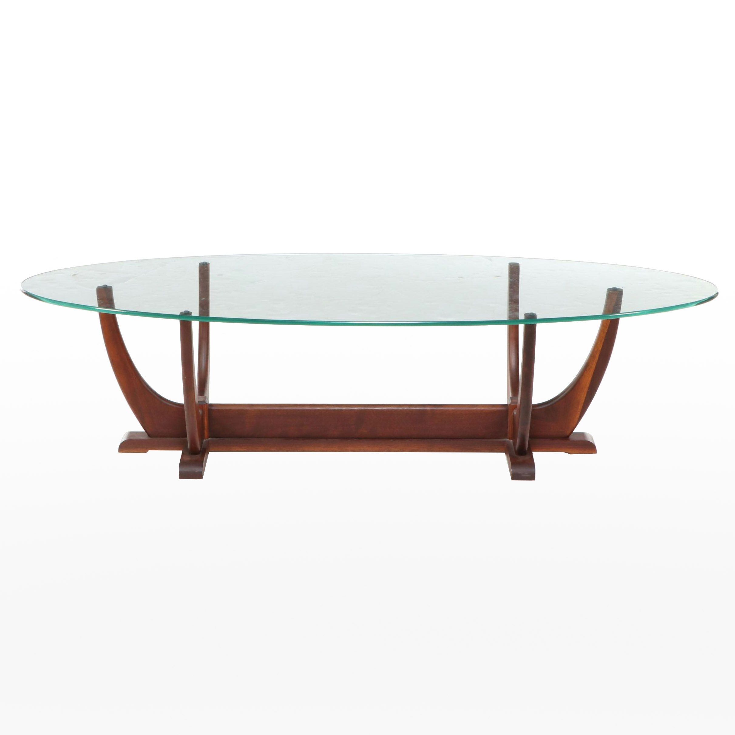 Glass Top Sculptural Walnut Coffee Table, Manner of Adrian Pearsall