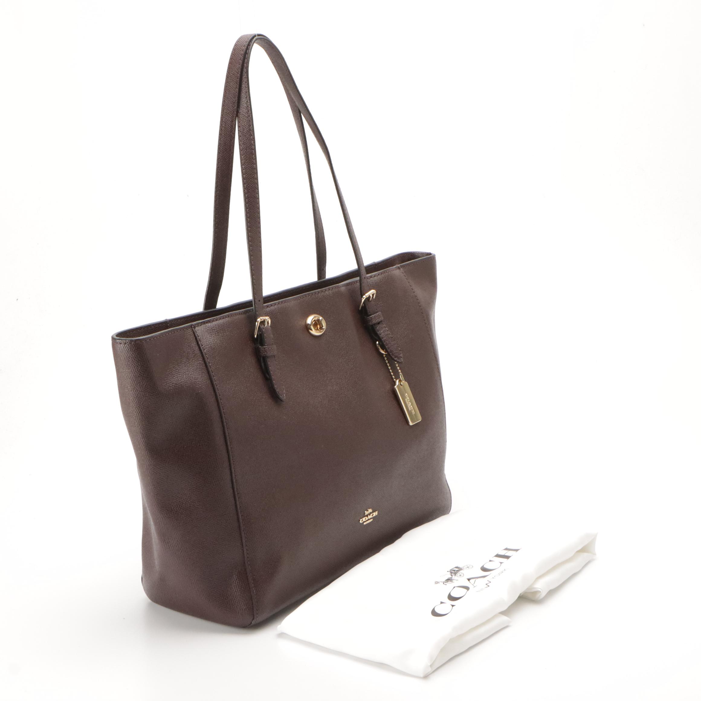 Coach Turnlock Tote in Burgundy Saffiano Leather