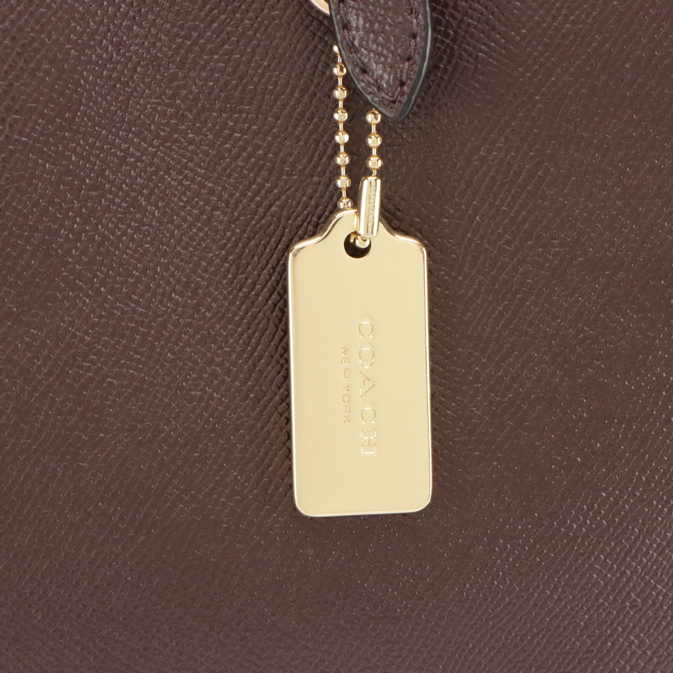 Coach Turnlock Tote in Burgundy Saffiano Leather