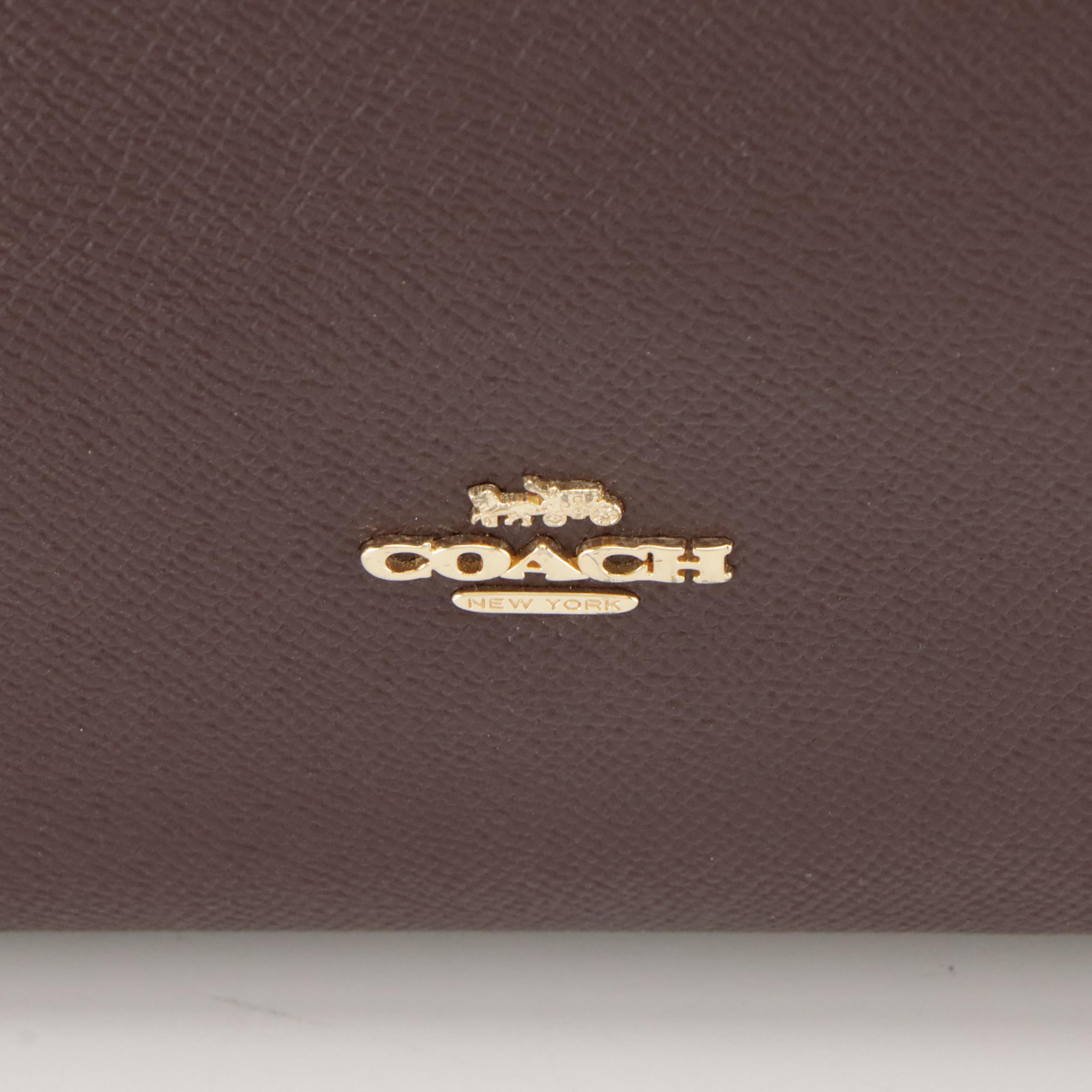 Coach Turnlock Tote in Burgundy Saffiano Leather