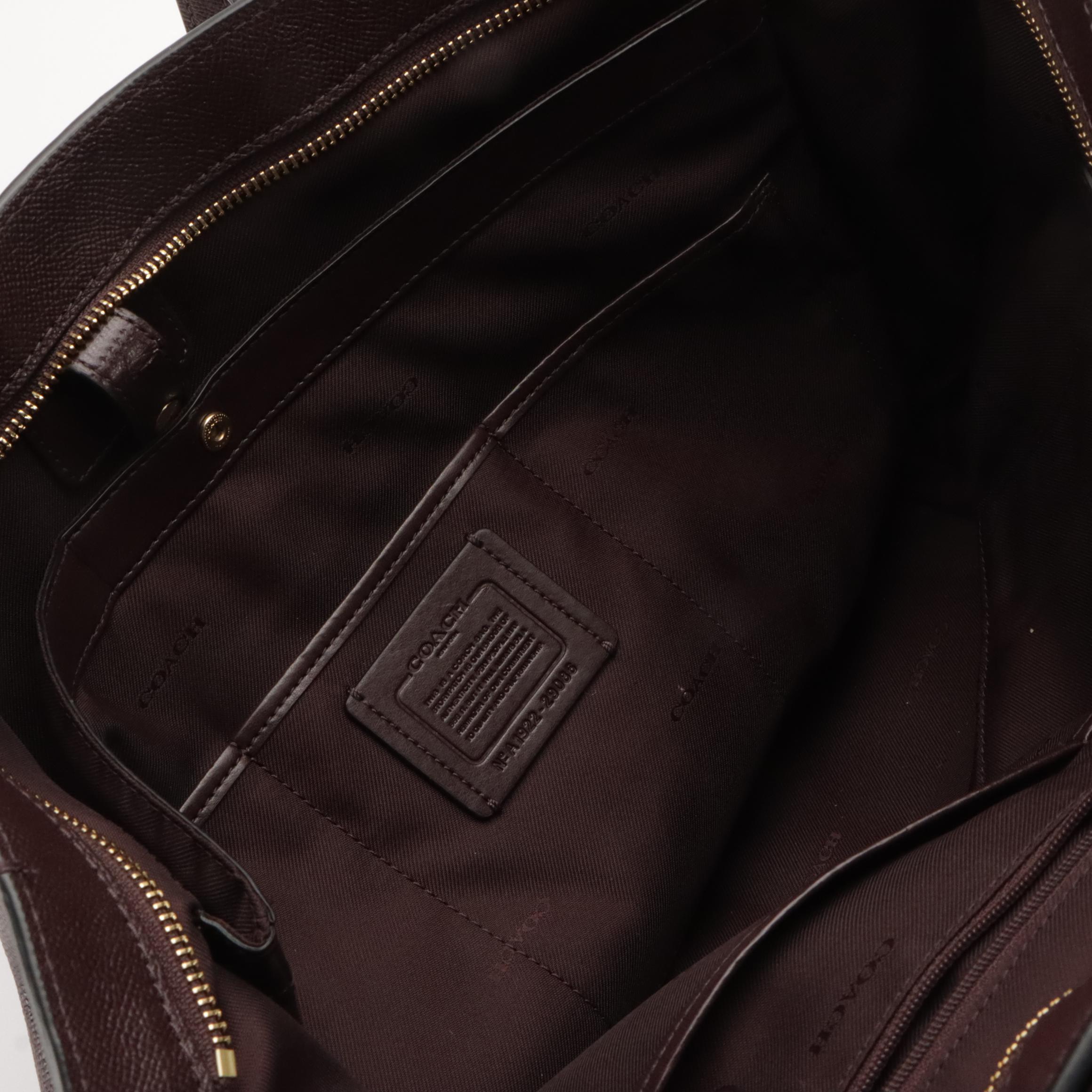 Coach Turnlock Tote in Burgundy Saffiano Leather