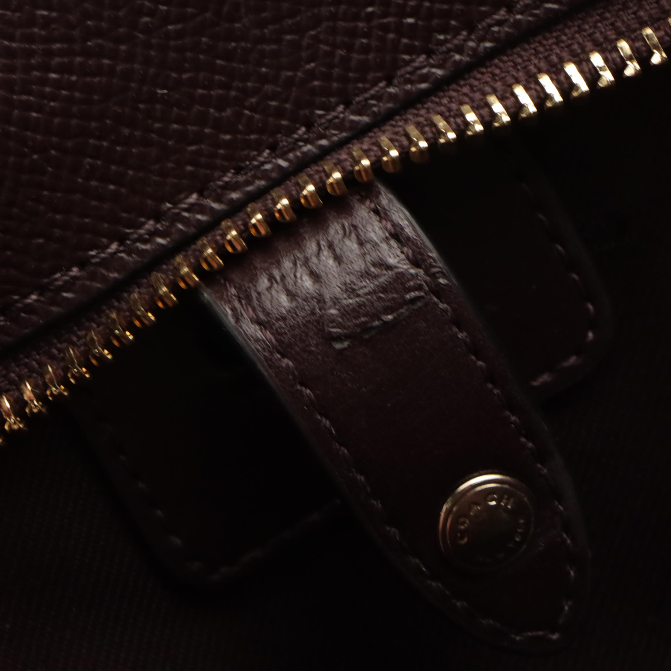 Coach Turnlock Tote in Burgundy Saffiano Leather