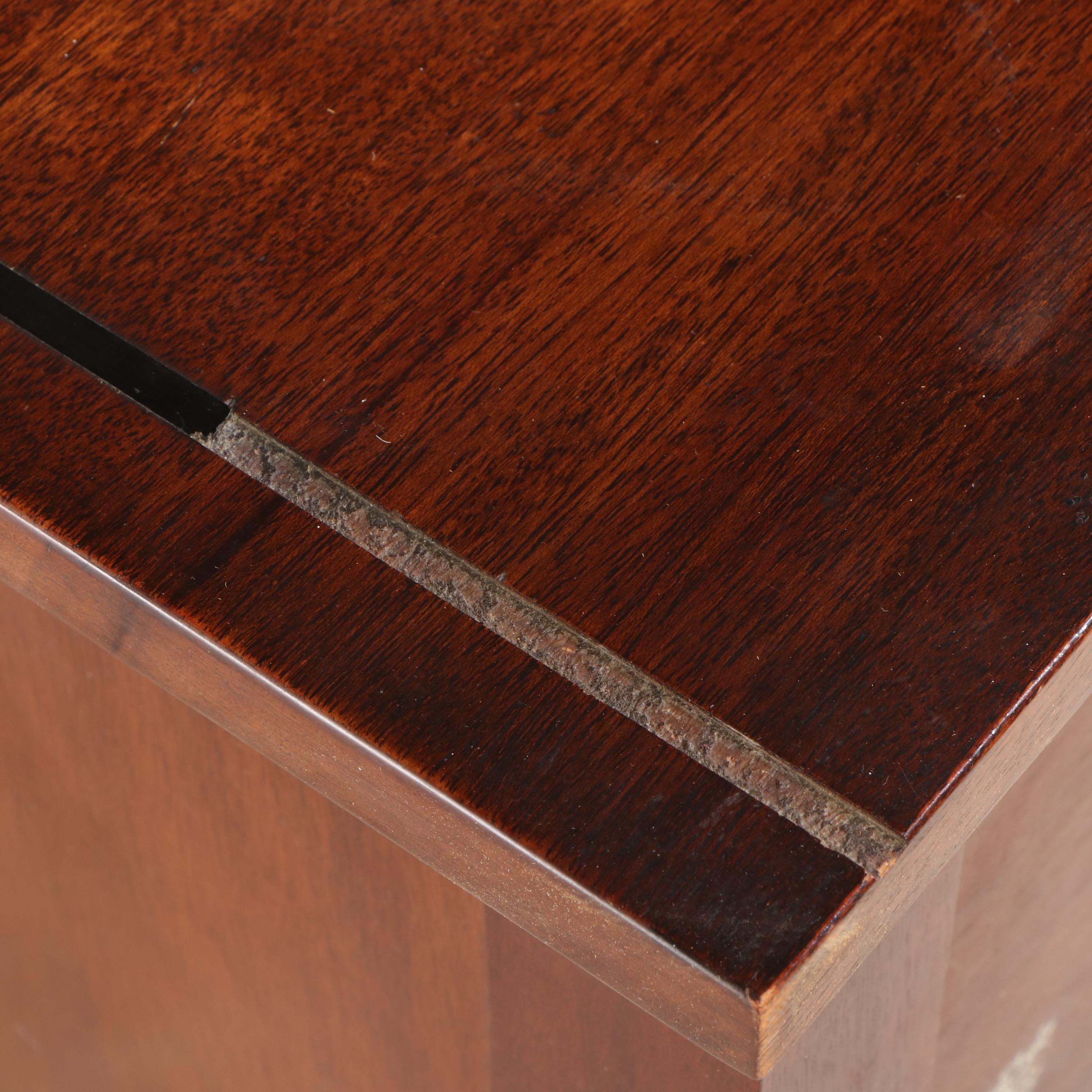 Sheraton Style Burl Wood and Mahogany Sideboard, Mid-20th Century