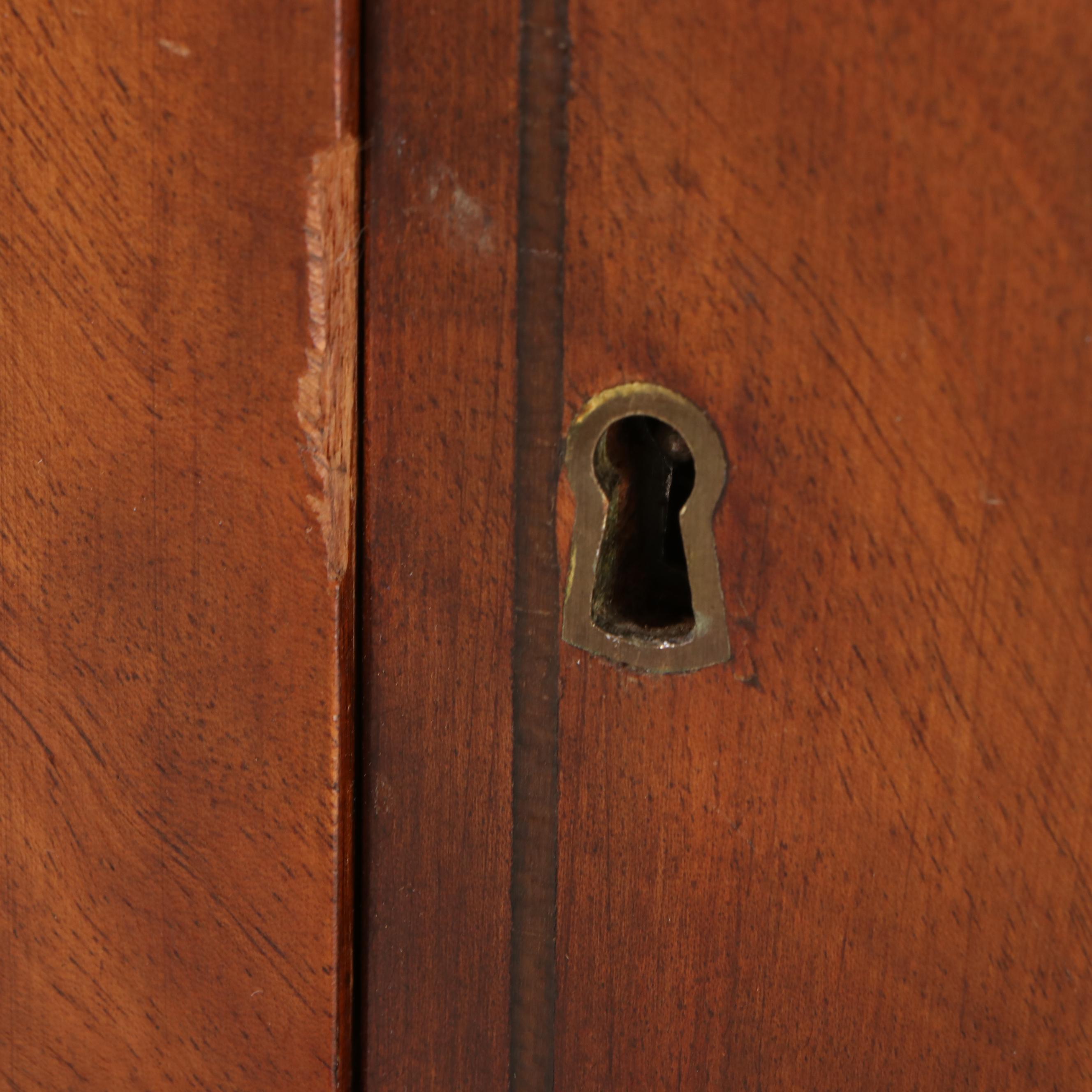 Sheraton Style Burl Wood and Mahogany Sideboard, Mid-20th Century
