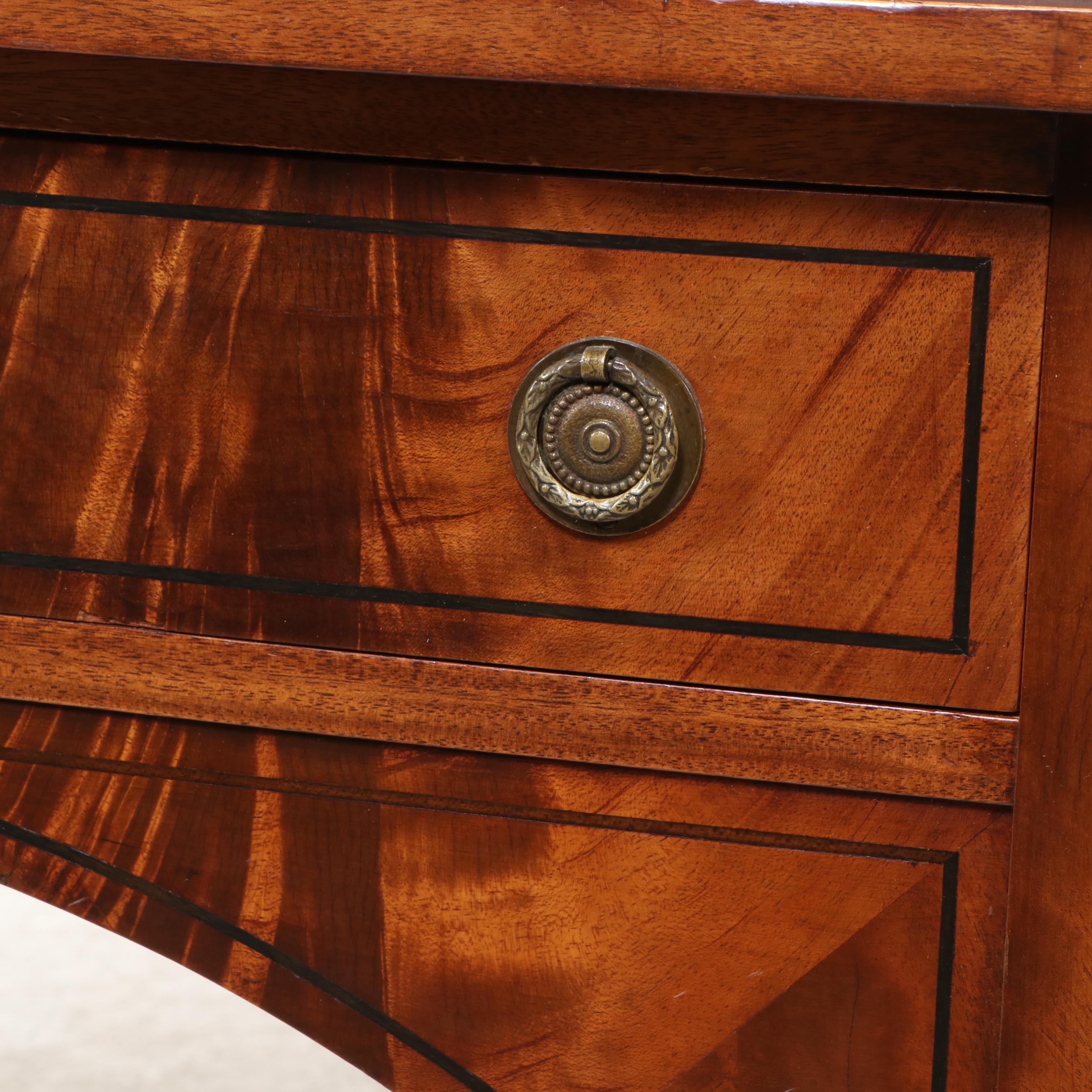 Sheraton Style Burl Wood and Mahogany Sideboard, Mid-20th Century