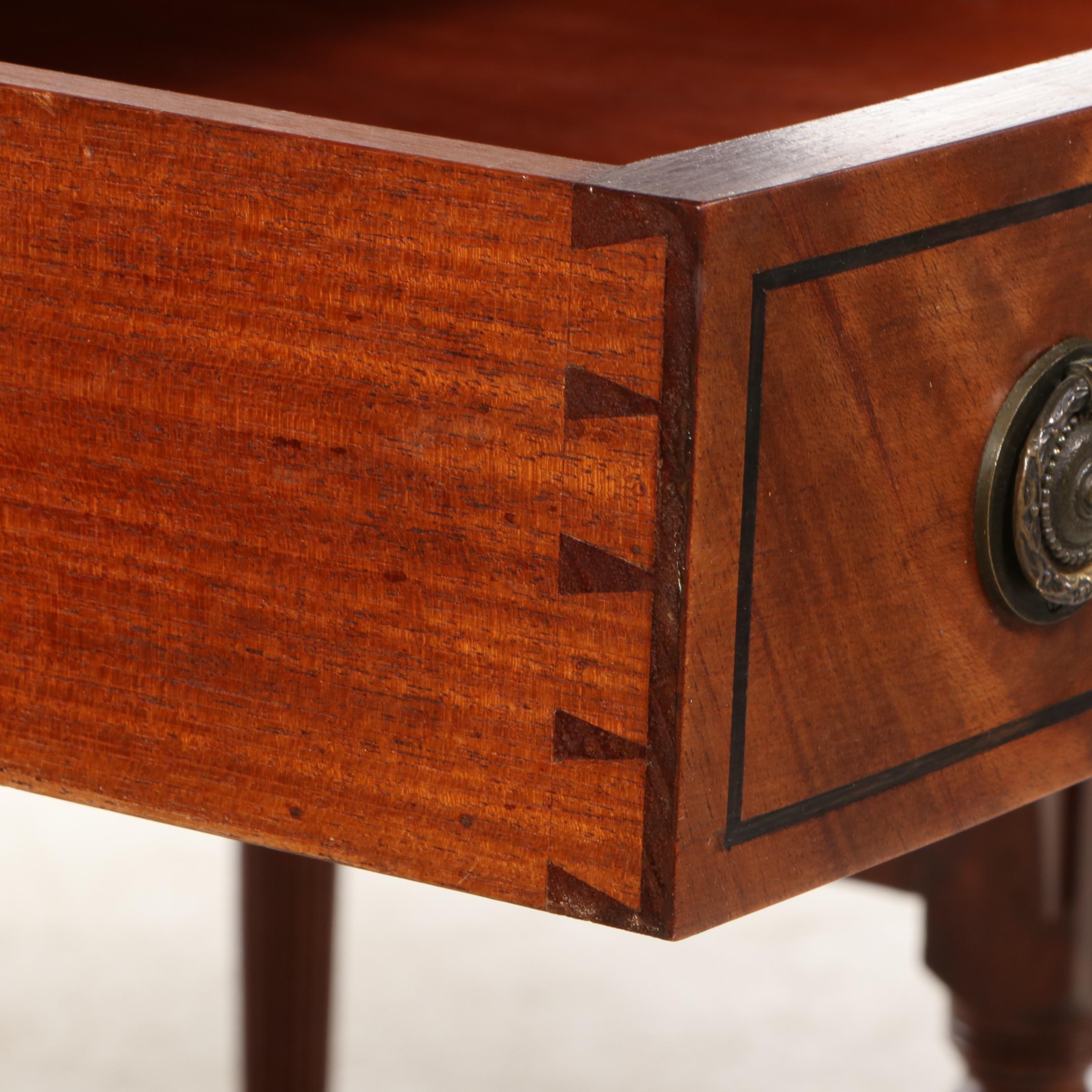 Sheraton Style Burl Wood and Mahogany Sideboard, Mid-20th Century