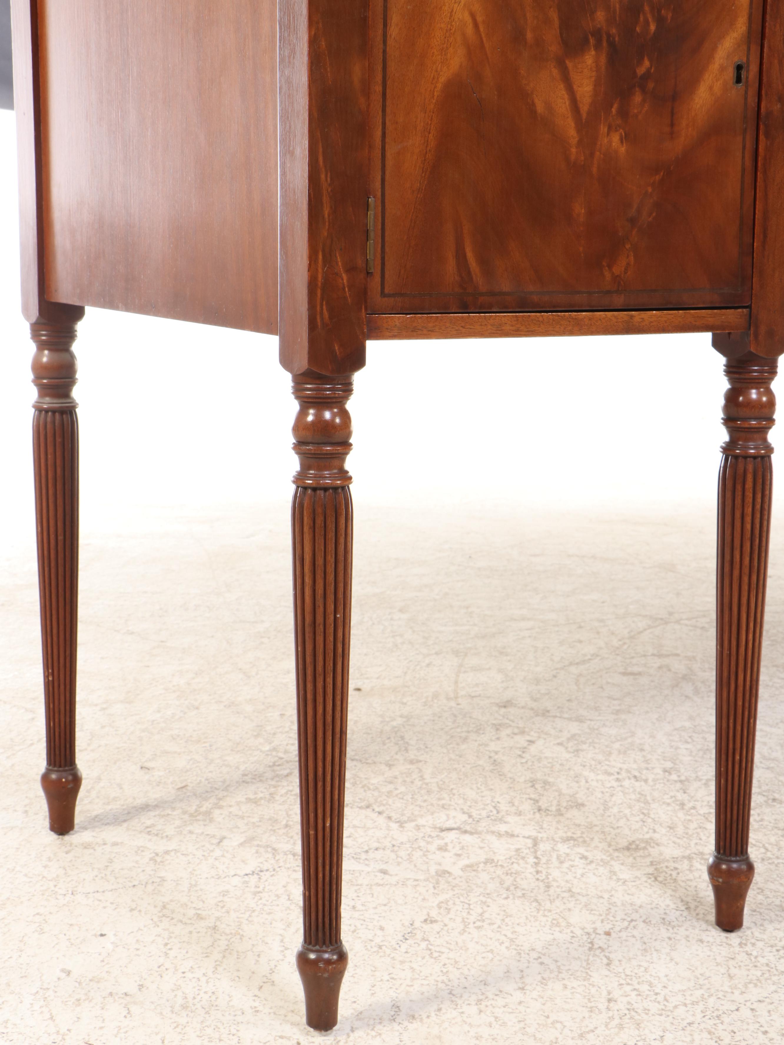 Sheraton Style Burl Wood and Mahogany Sideboard, Mid-20th Century