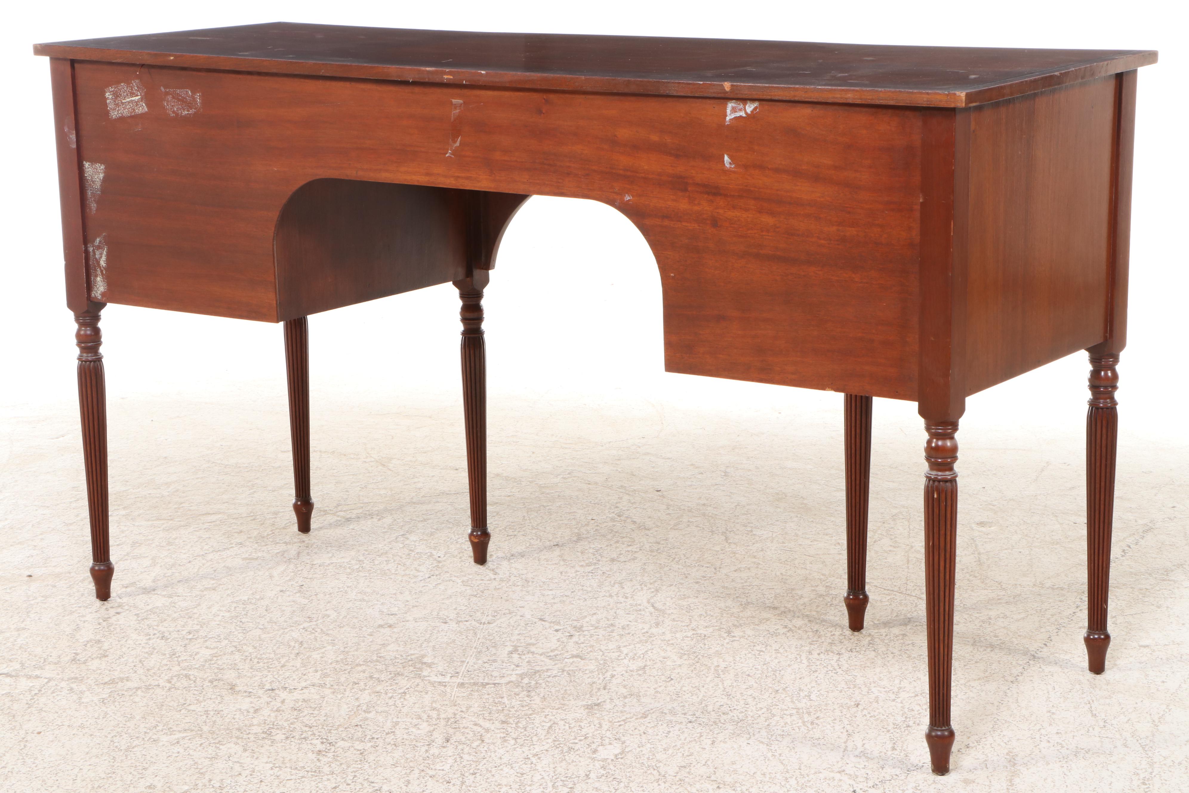 Sheraton Style Burl Wood and Mahogany Sideboard, Mid-20th Century