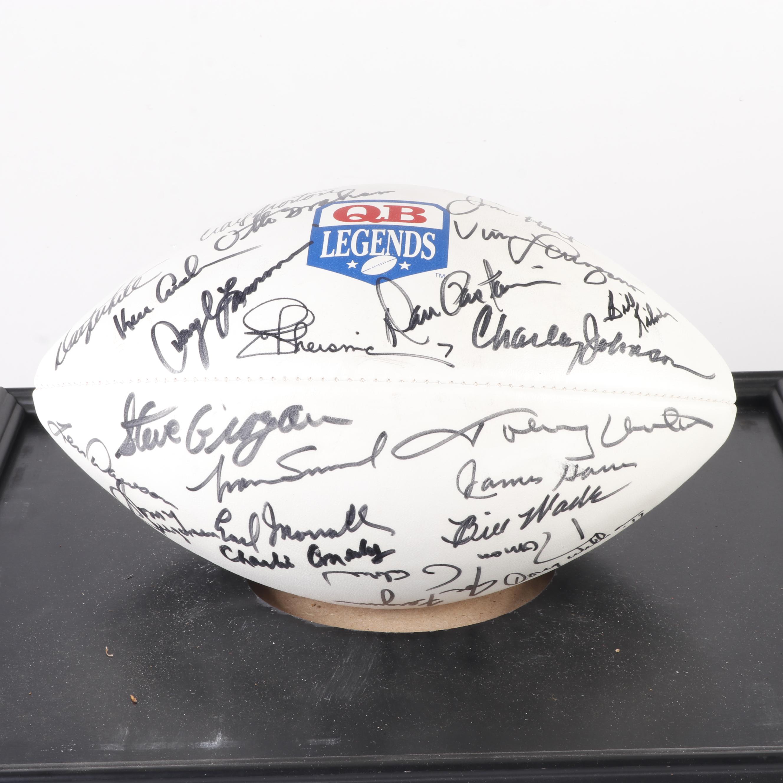 NFL Quarterback Legends Signed Football, Thirty Signatures, JSA