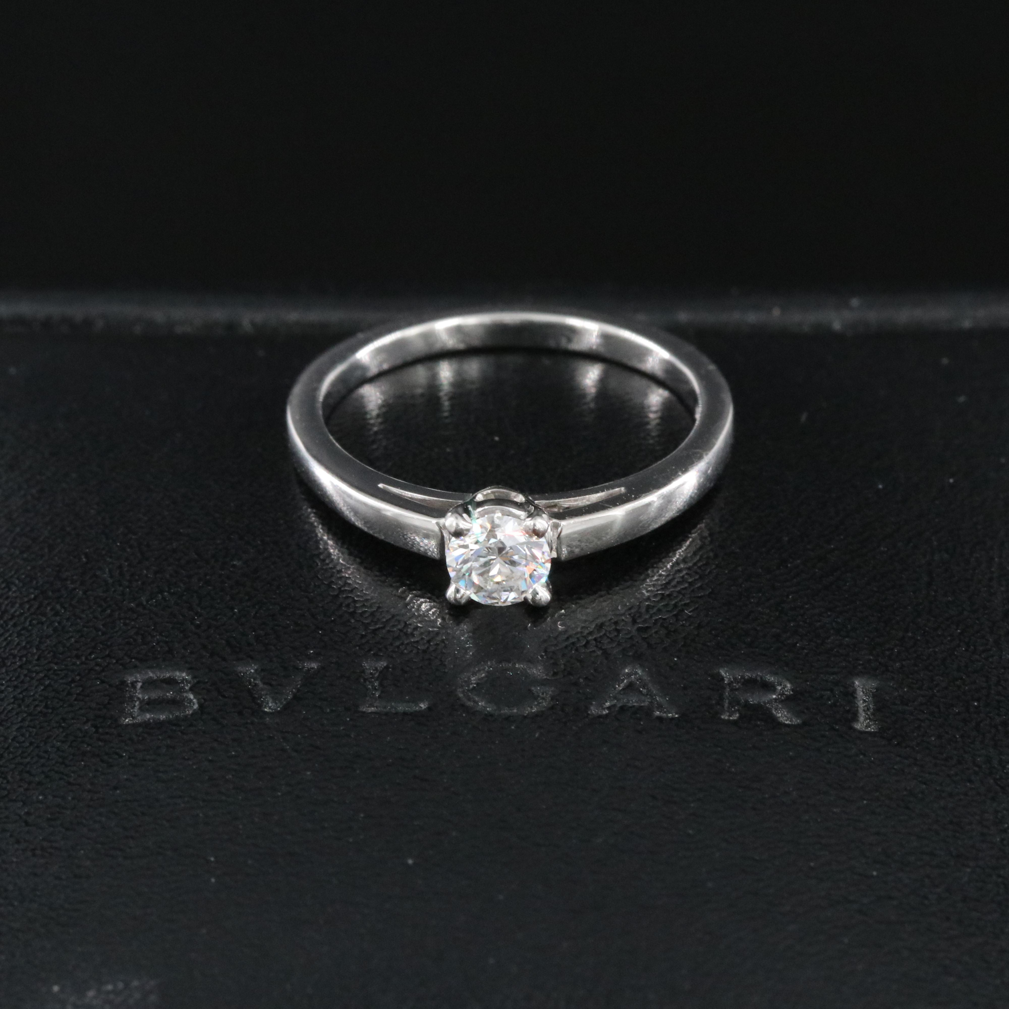Bulgari BVLGARI Griffe Platinum 0.30 CT Diamond Solitaire Ring with GIA eReport
