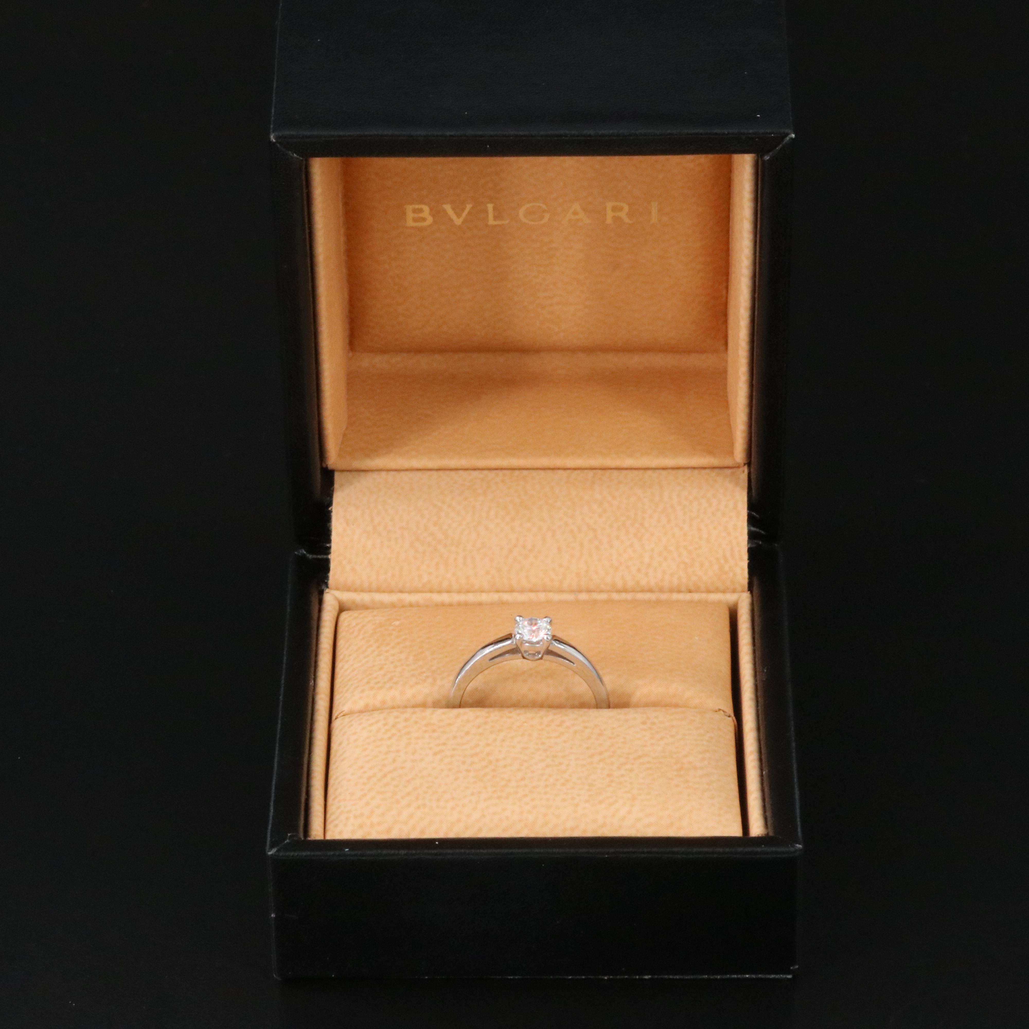 Bulgari BVLGARI Griffe Platinum 0.30 CT Diamond Solitaire Ring with GIA eReport