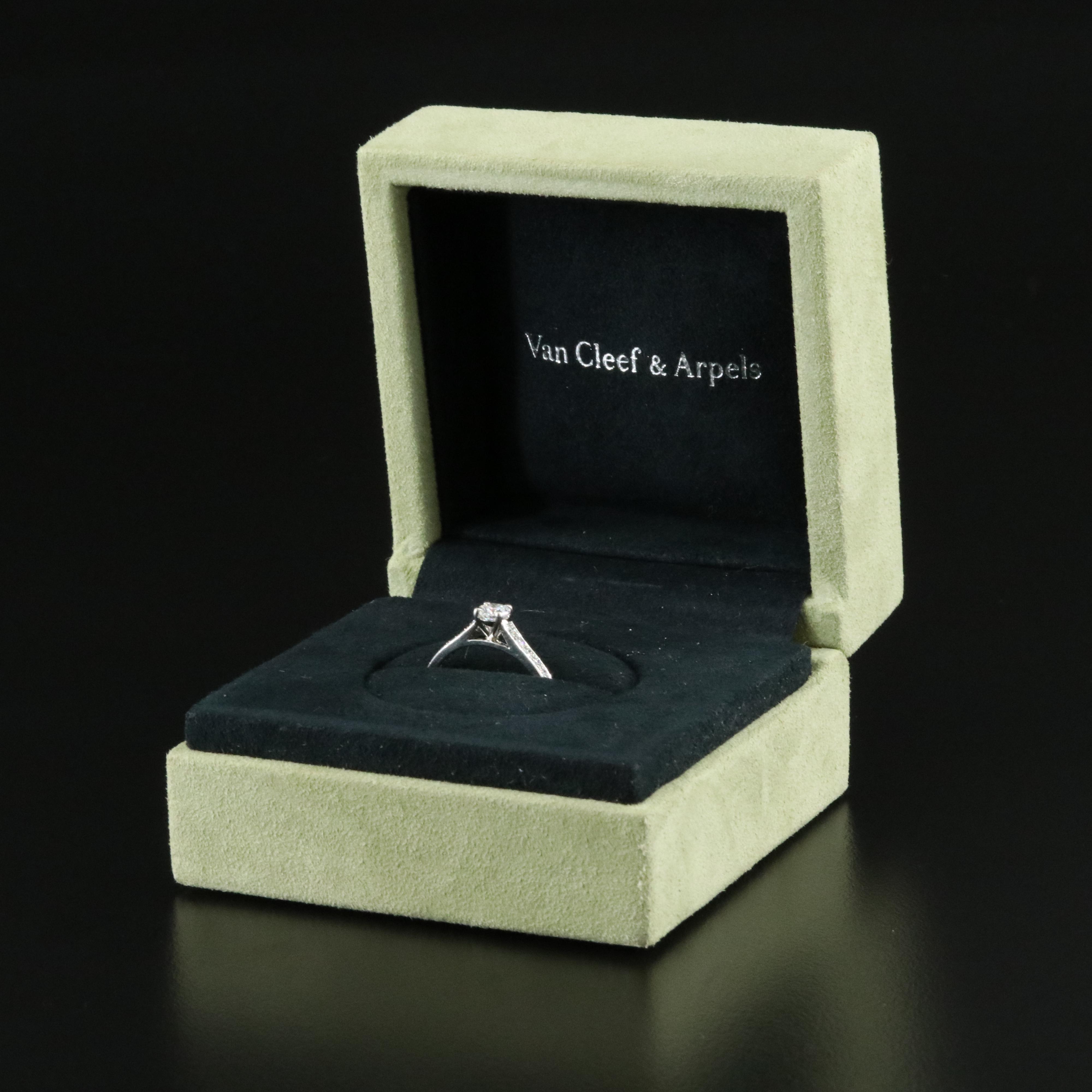 Van Cleef & Arpels Platinum 0.57 CTW Ring with GIA eReport for Center Diamond