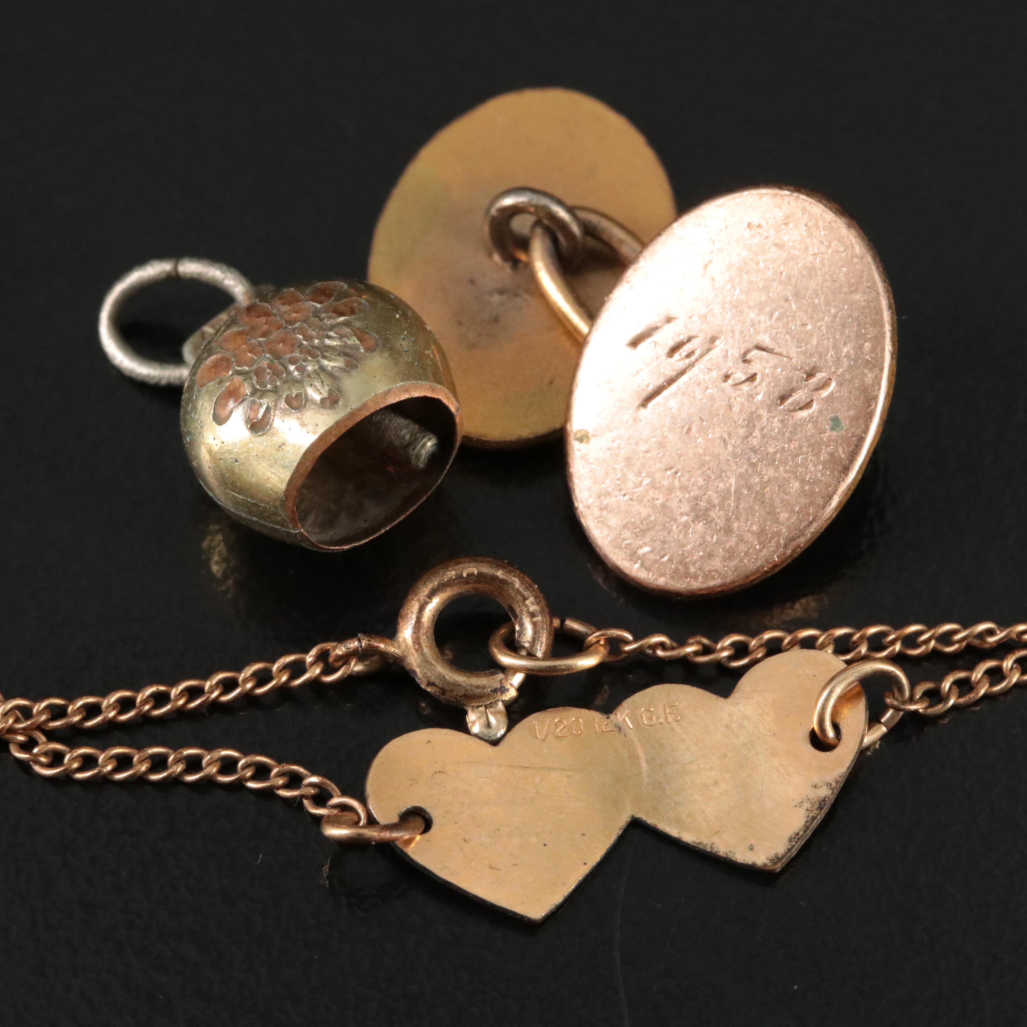 Antique Jewelry Collection Featuring Mother-of-Pearl, Rhinestone and Faux Onyx