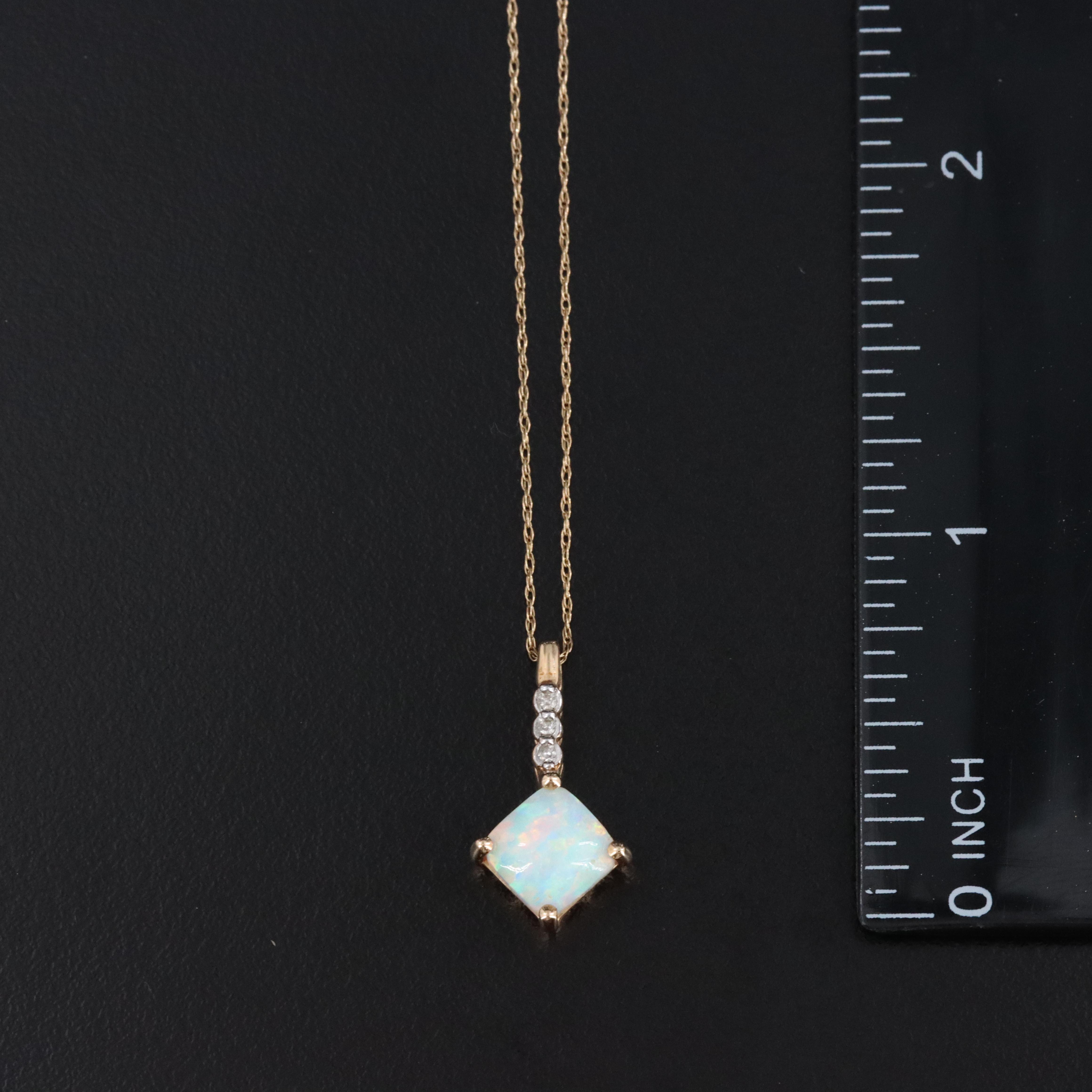 14K Opal and Diamond Pendant Necklace and Earrings