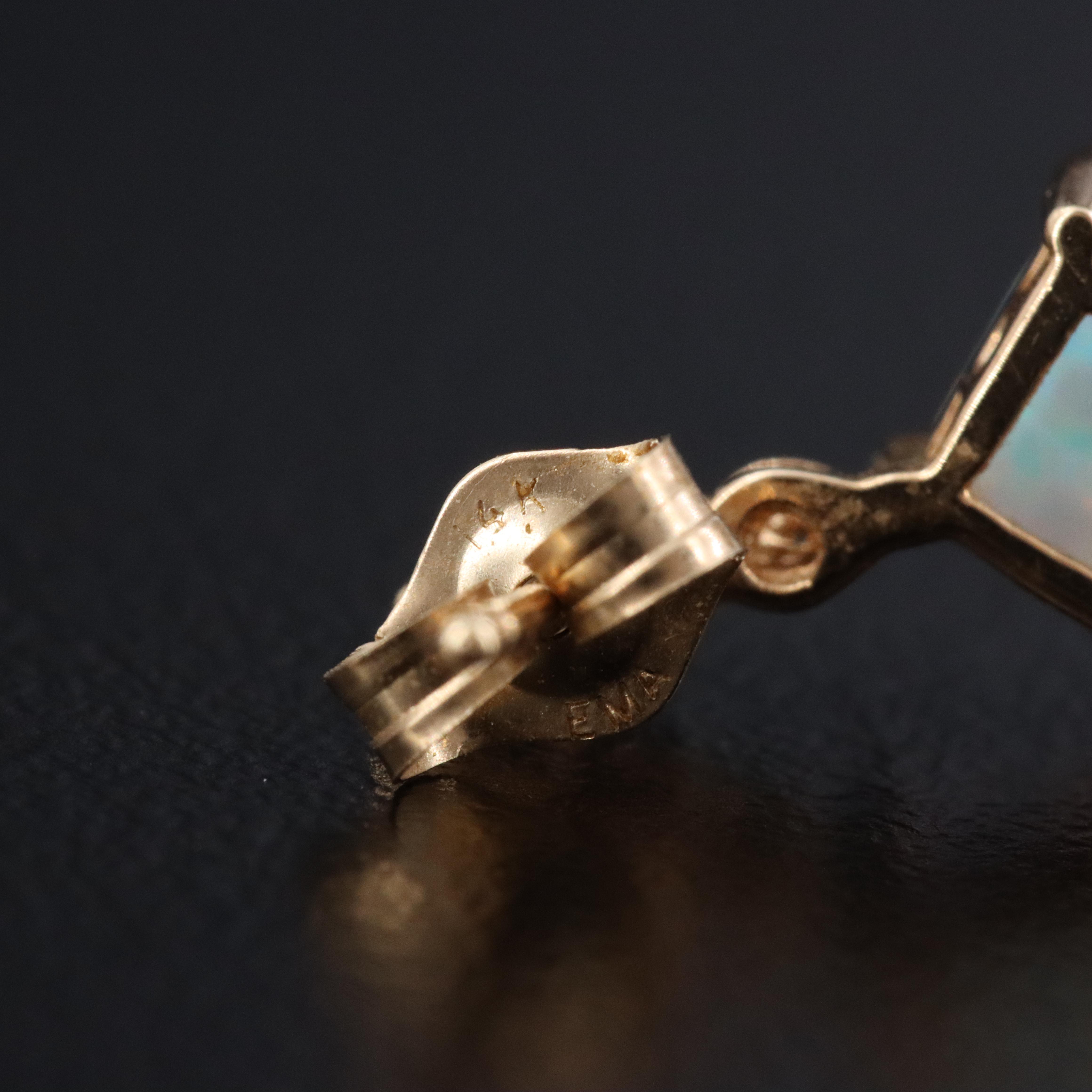 14K Opal and Diamond Pendant Necklace and Earrings