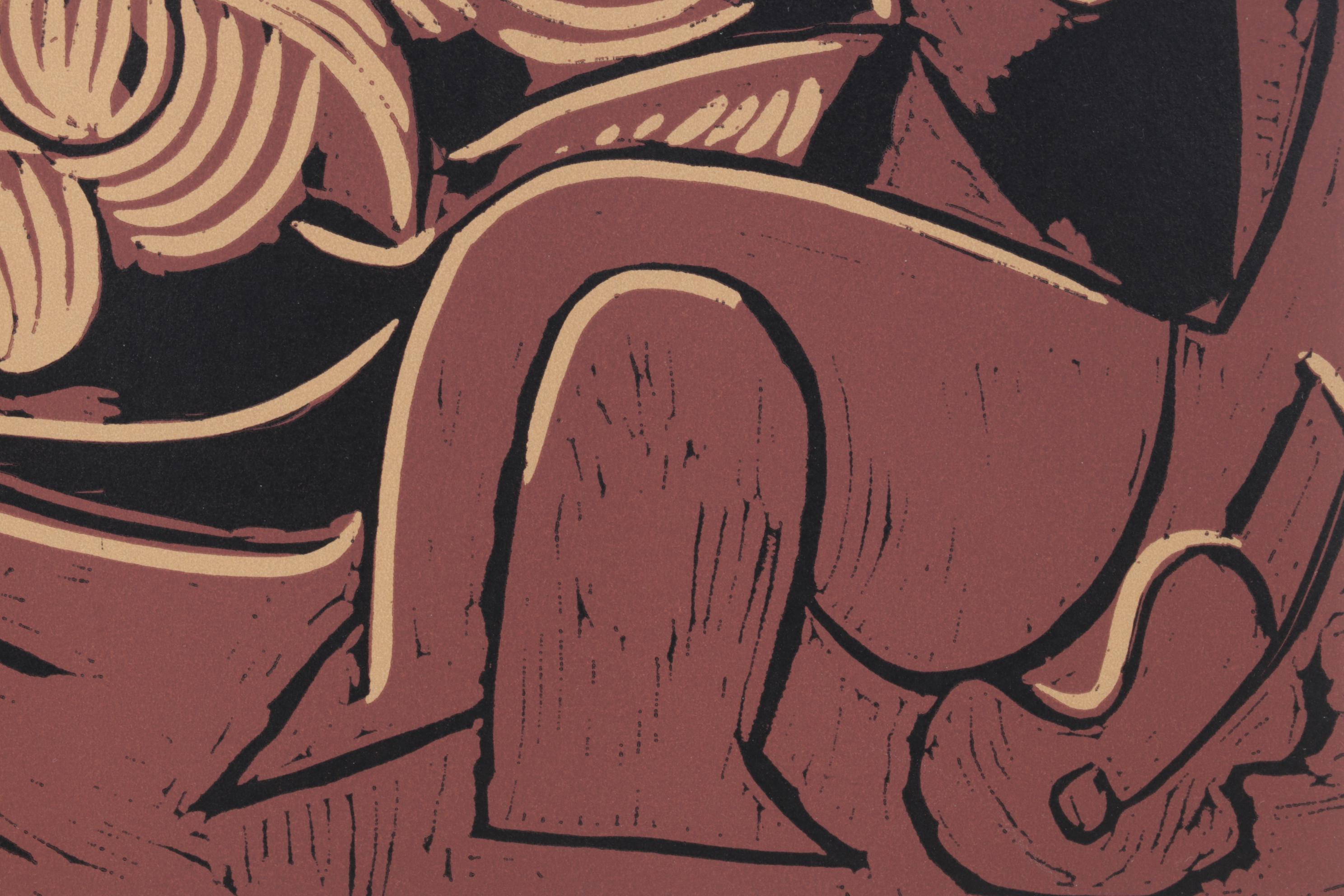 Pablo Picasso Linocut "Reclining Woman & Picador with Guitar," 1962