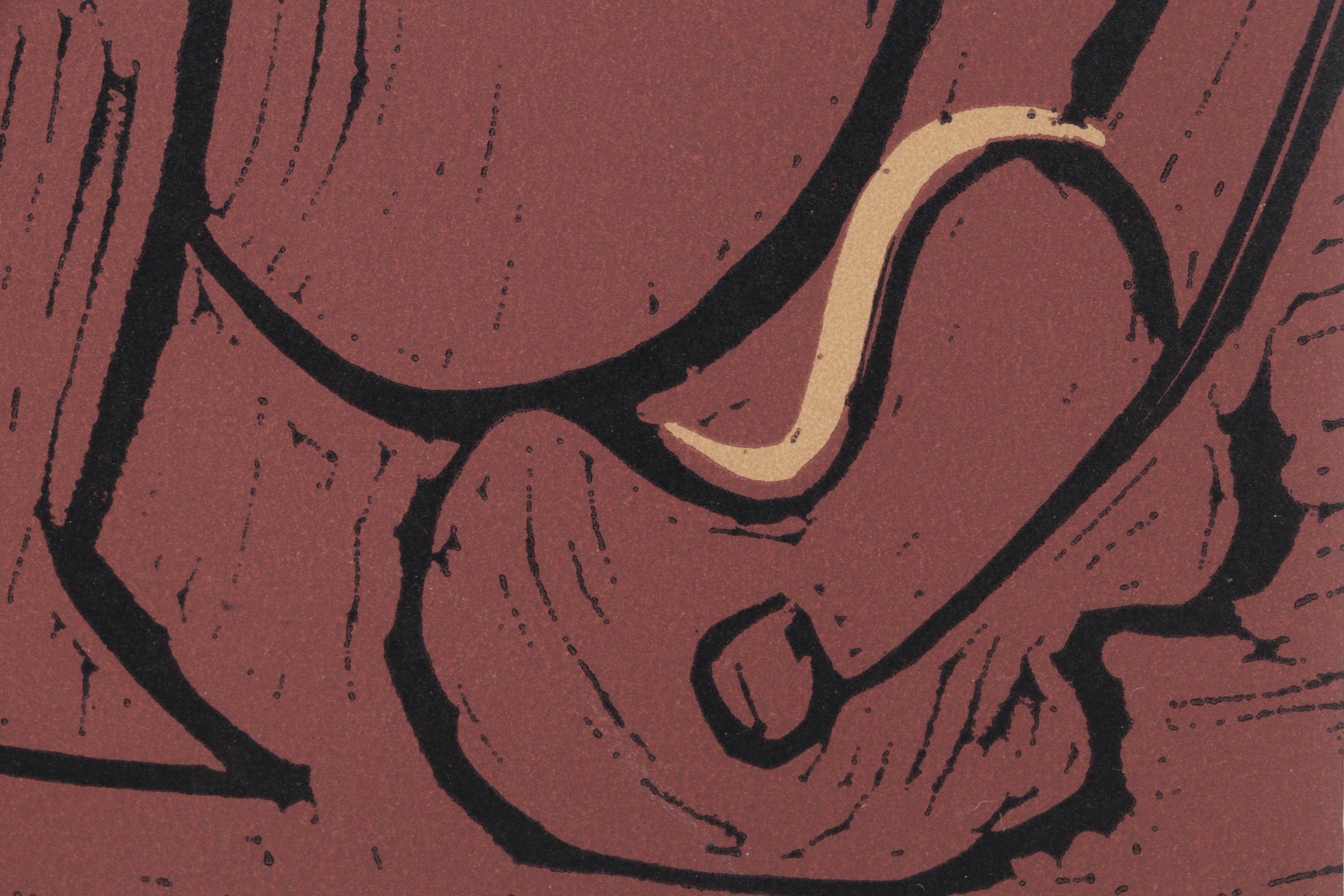 Pablo Picasso Linocut "Reclining Woman & Picador with Guitar," 1962