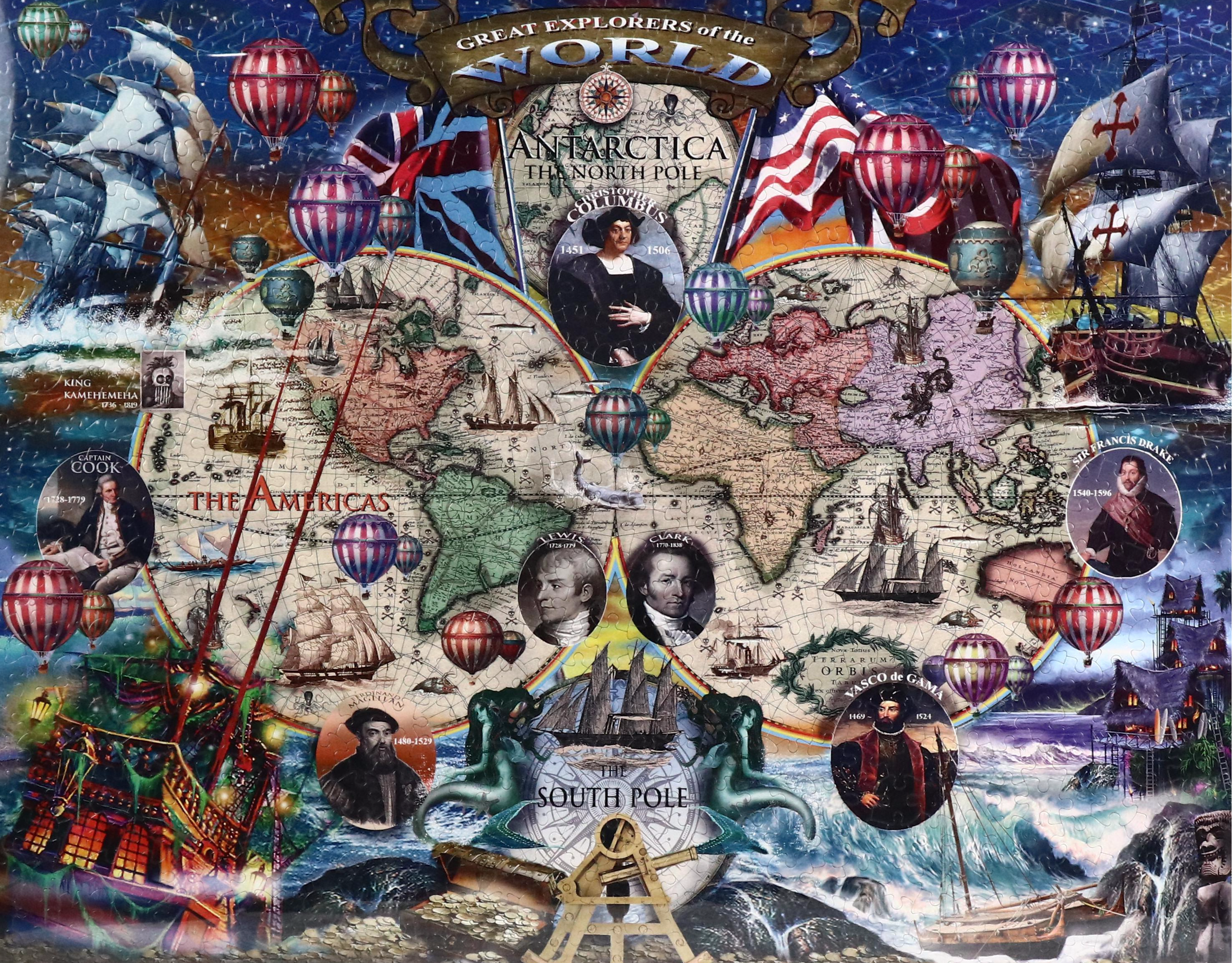 "Great Explorers of the World" Framed Jigsaw Puzzle