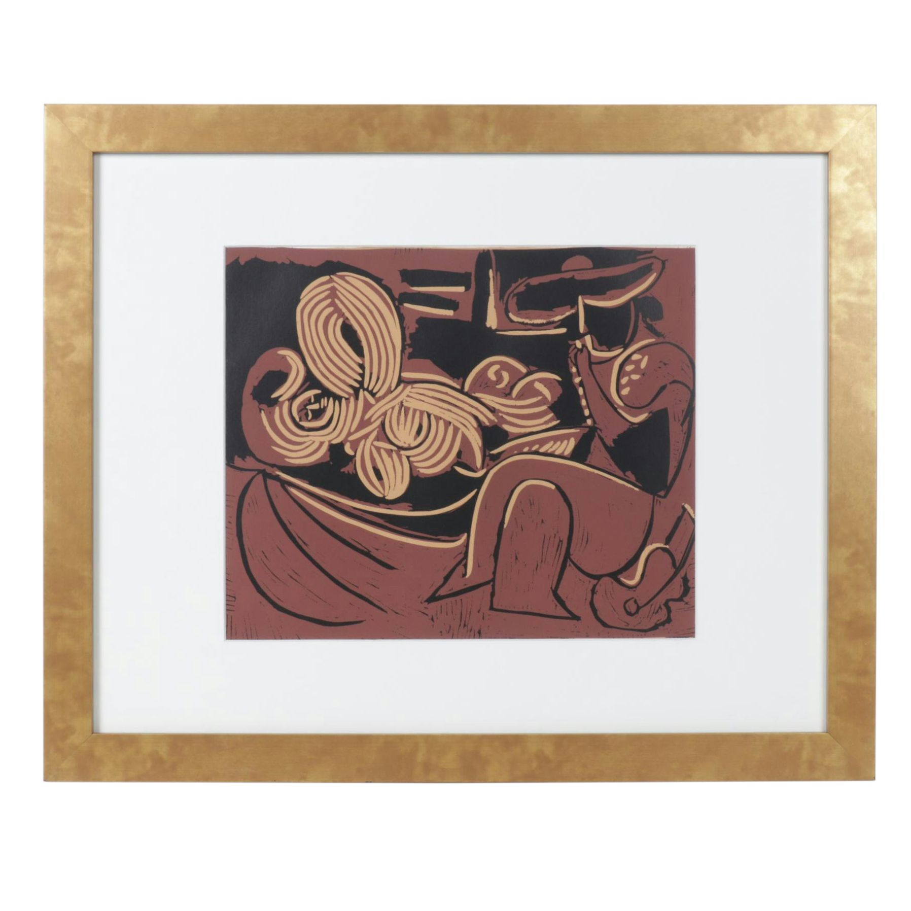 Pablo Picasso Linocut "Reclining Woman & Picador with Guitar," 1962