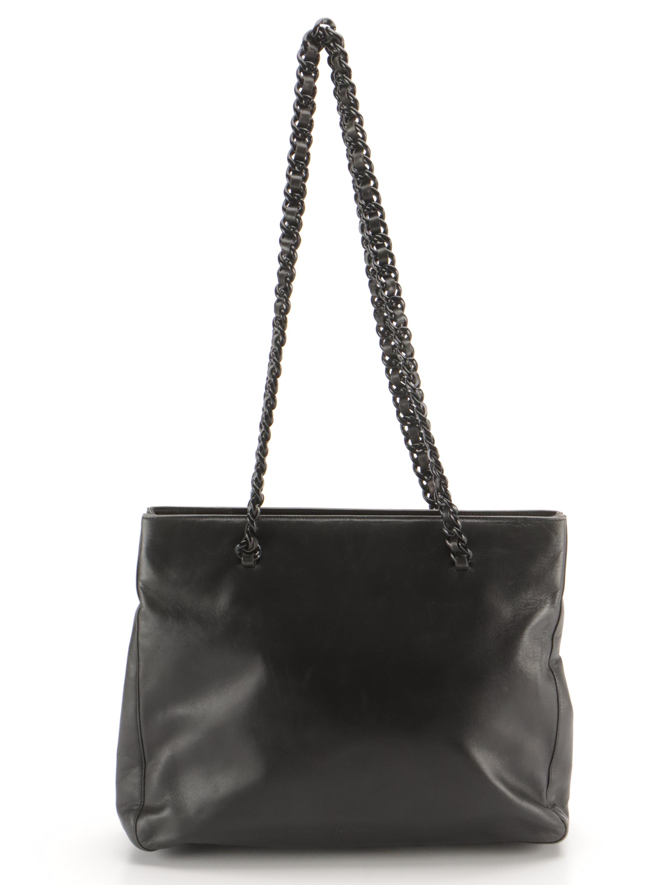Prada Bachelite Shoulder Bag in Black Nappa Leather