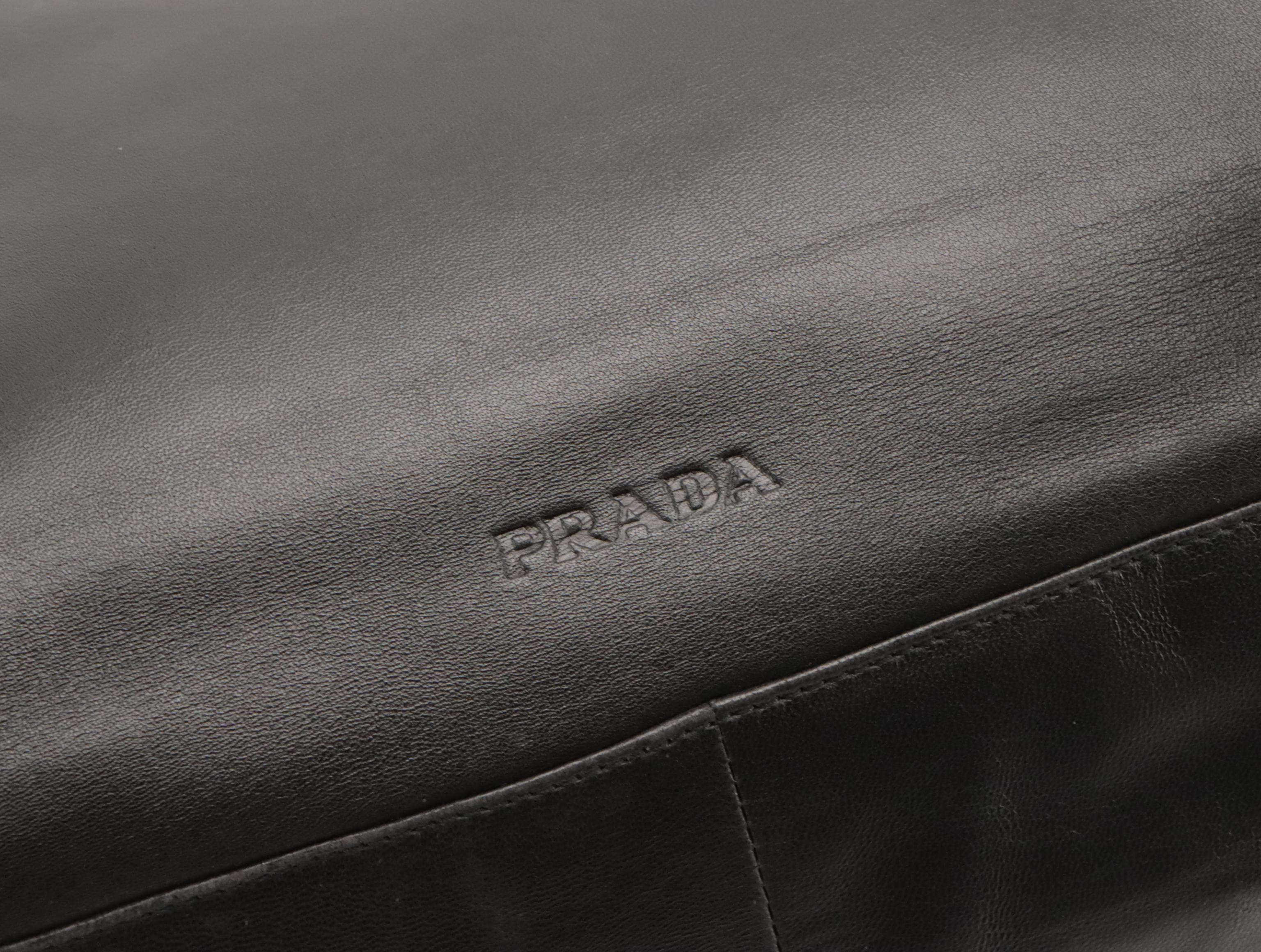 Prada Bachelite Shoulder Bag in Black Nappa Leather