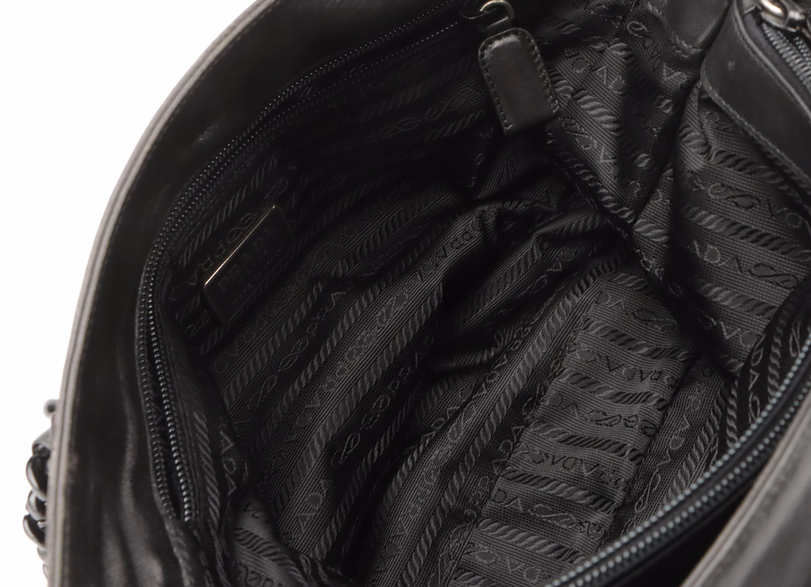 Prada Bachelite Shoulder Bag in Black Nappa Leather