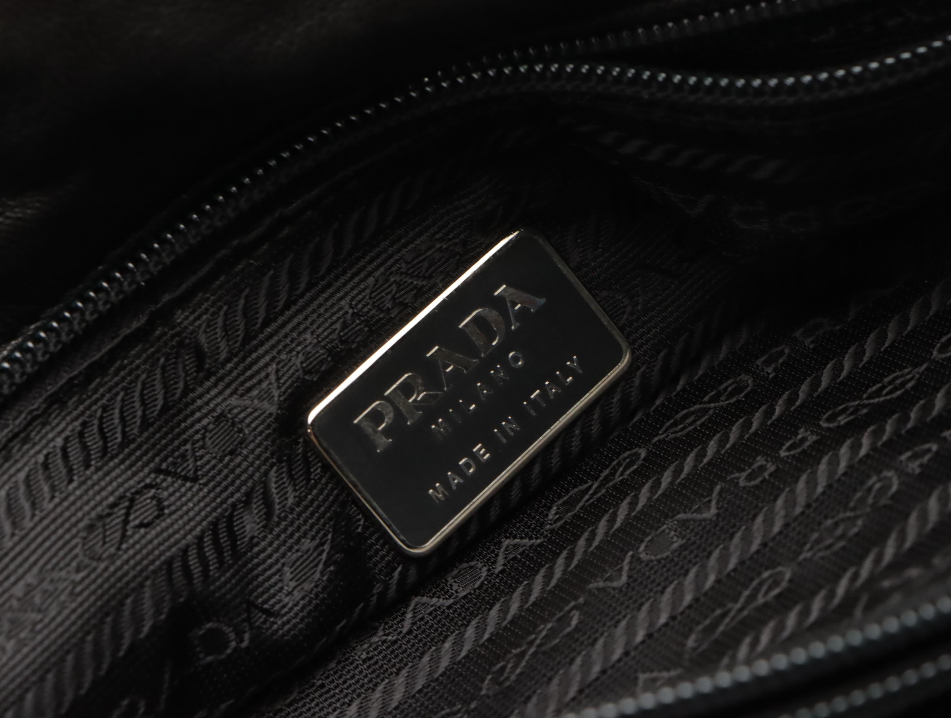 Prada Bachelite Shoulder Bag in Black Nappa Leather