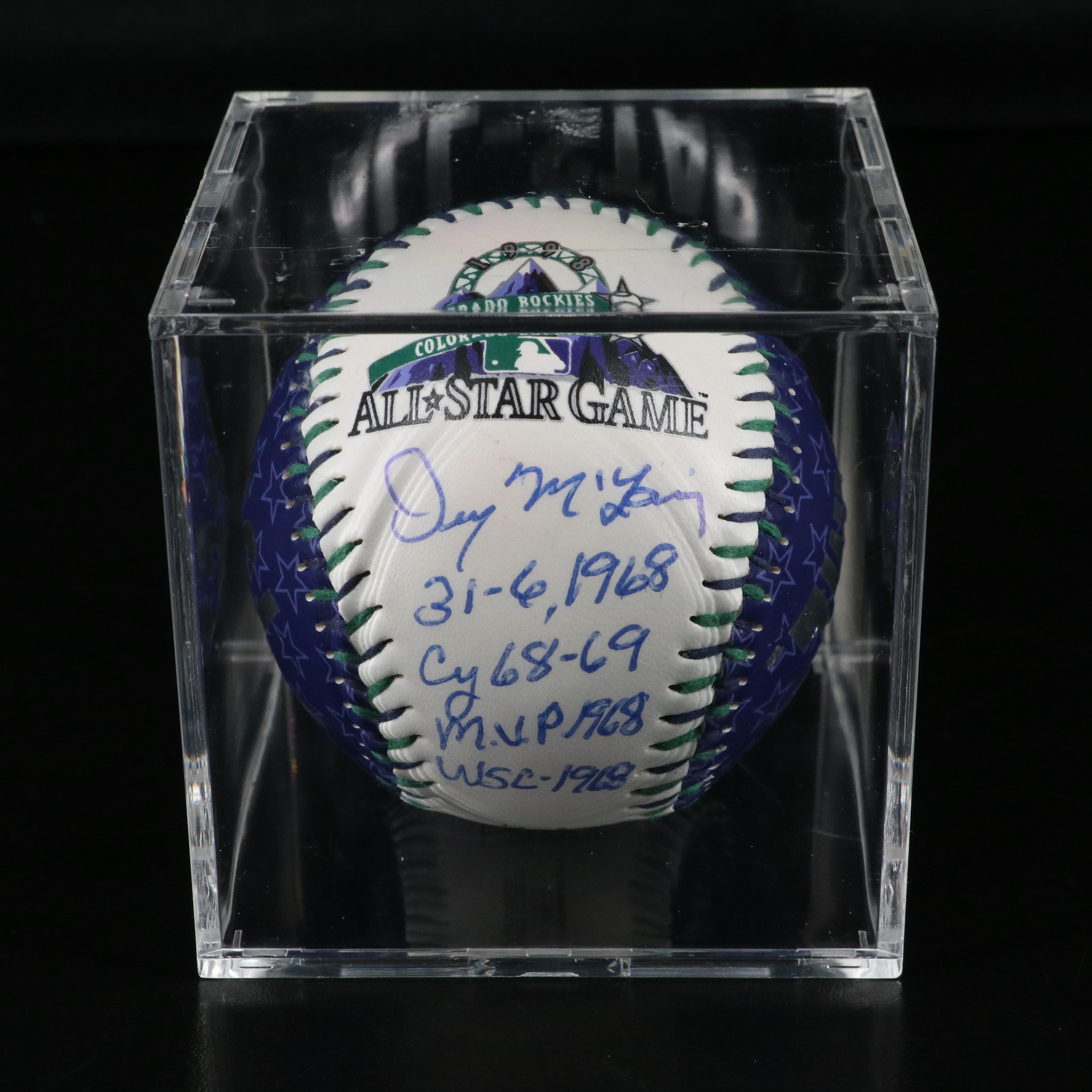 Denny McLain Signed Baseball, Detroit Tigers, Last 30 Game Winner, JSA