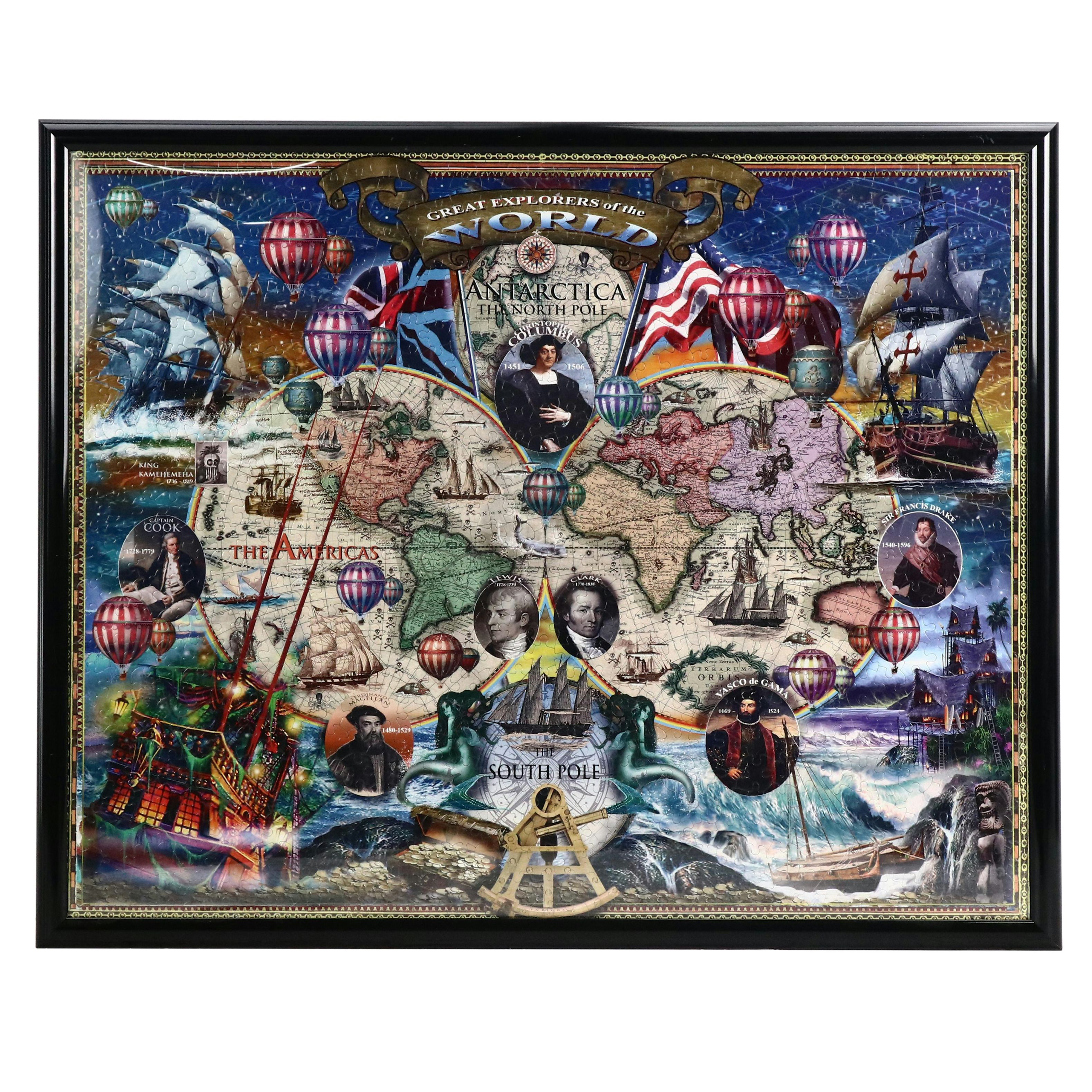 "Great Explorers of the World" Framed Jigsaw Puzzle