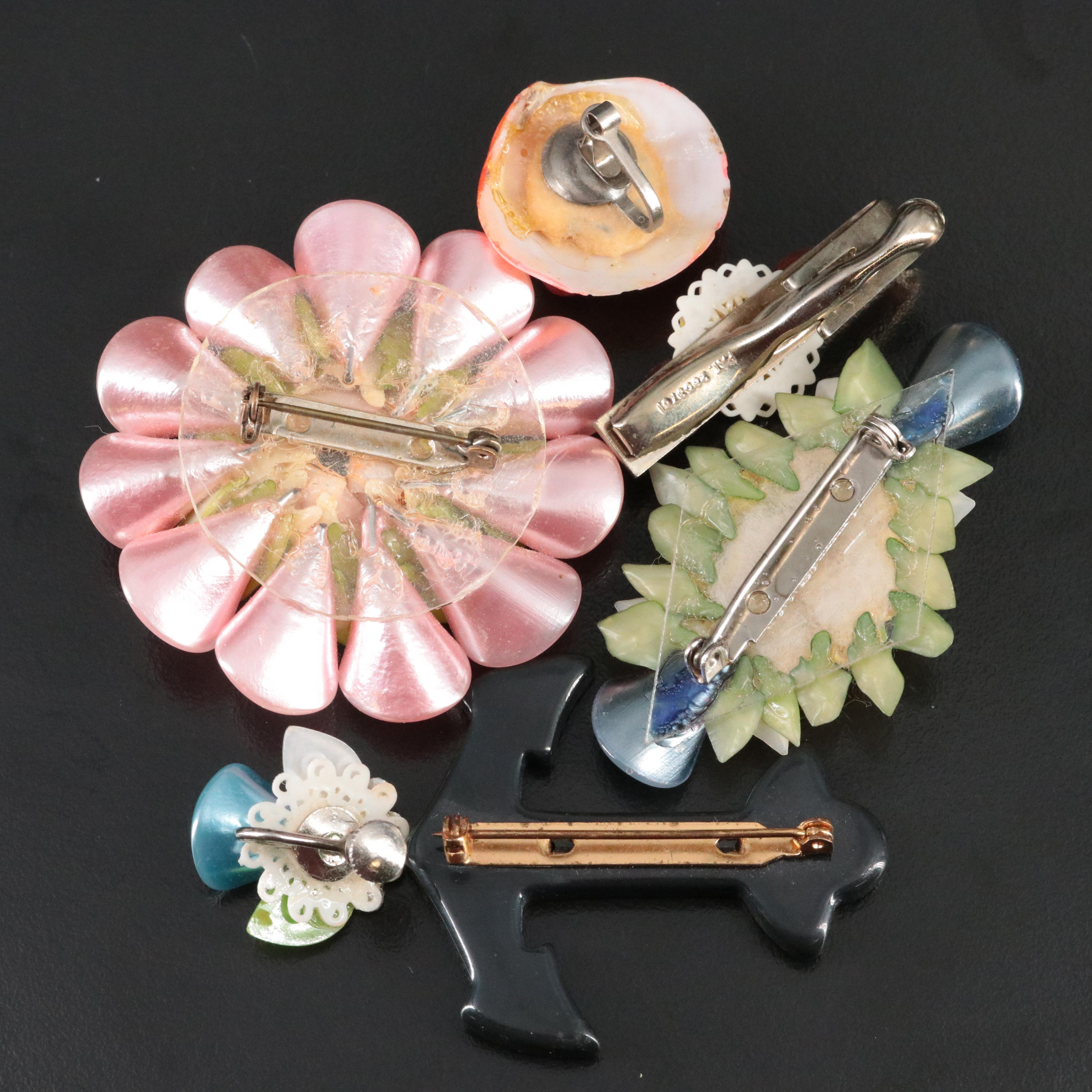 1940's Jewelry Collection with Glass, Resin, Faux Pearl and Bakelite