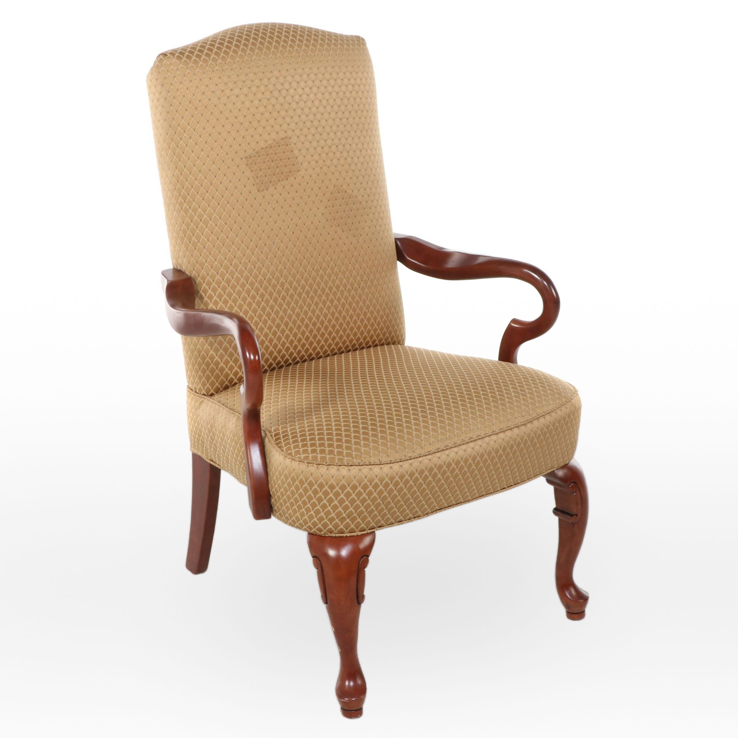 Best Chairs Inc. Queen Anne Style Hardwood and Upholstered Armchair