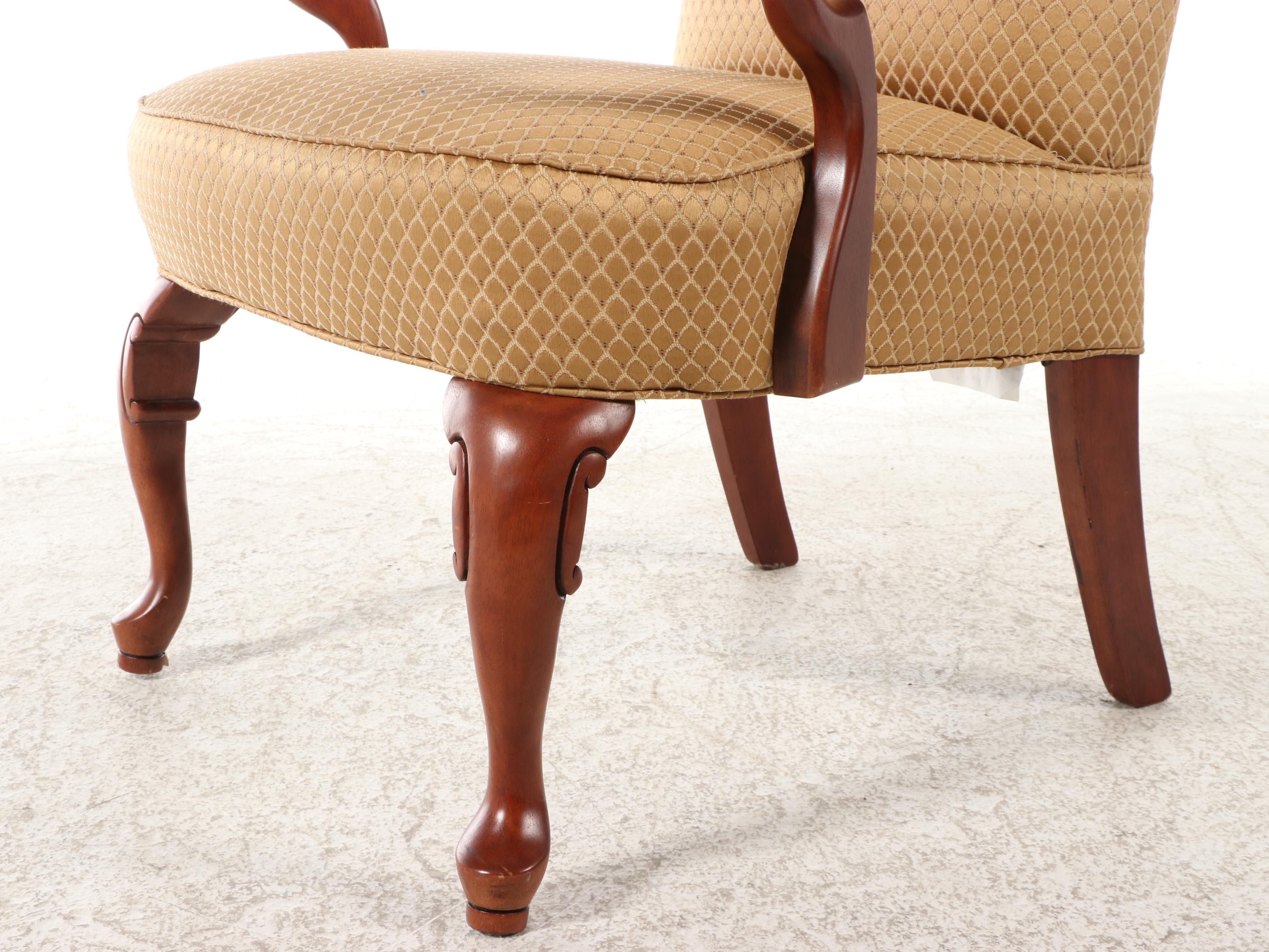 Best Chairs Inc. Queen Anne Style Hardwood and Upholstered Armchair