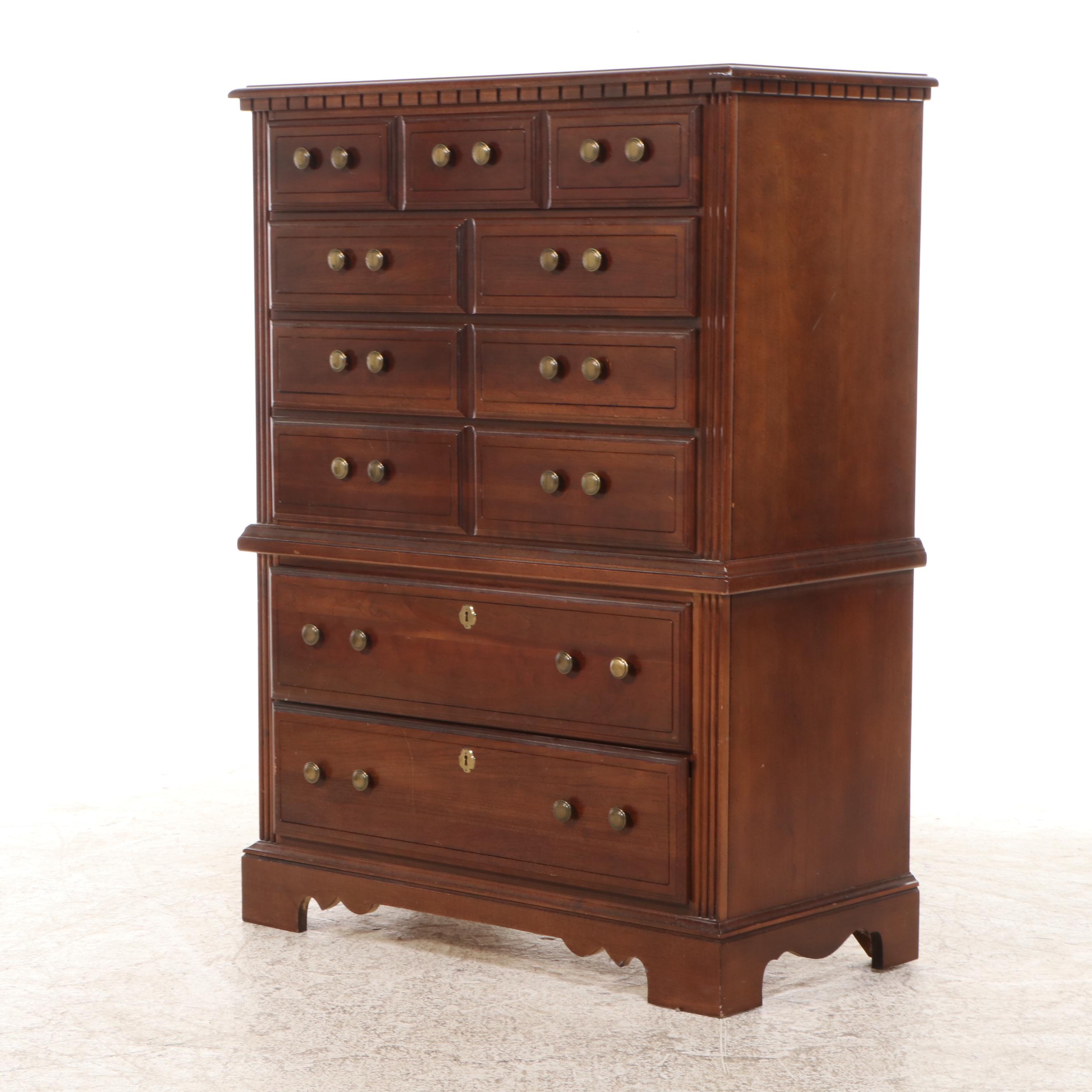 Lenoir House Colonial Style Cherry Dresser with Mirror, Chest, and Nightstand